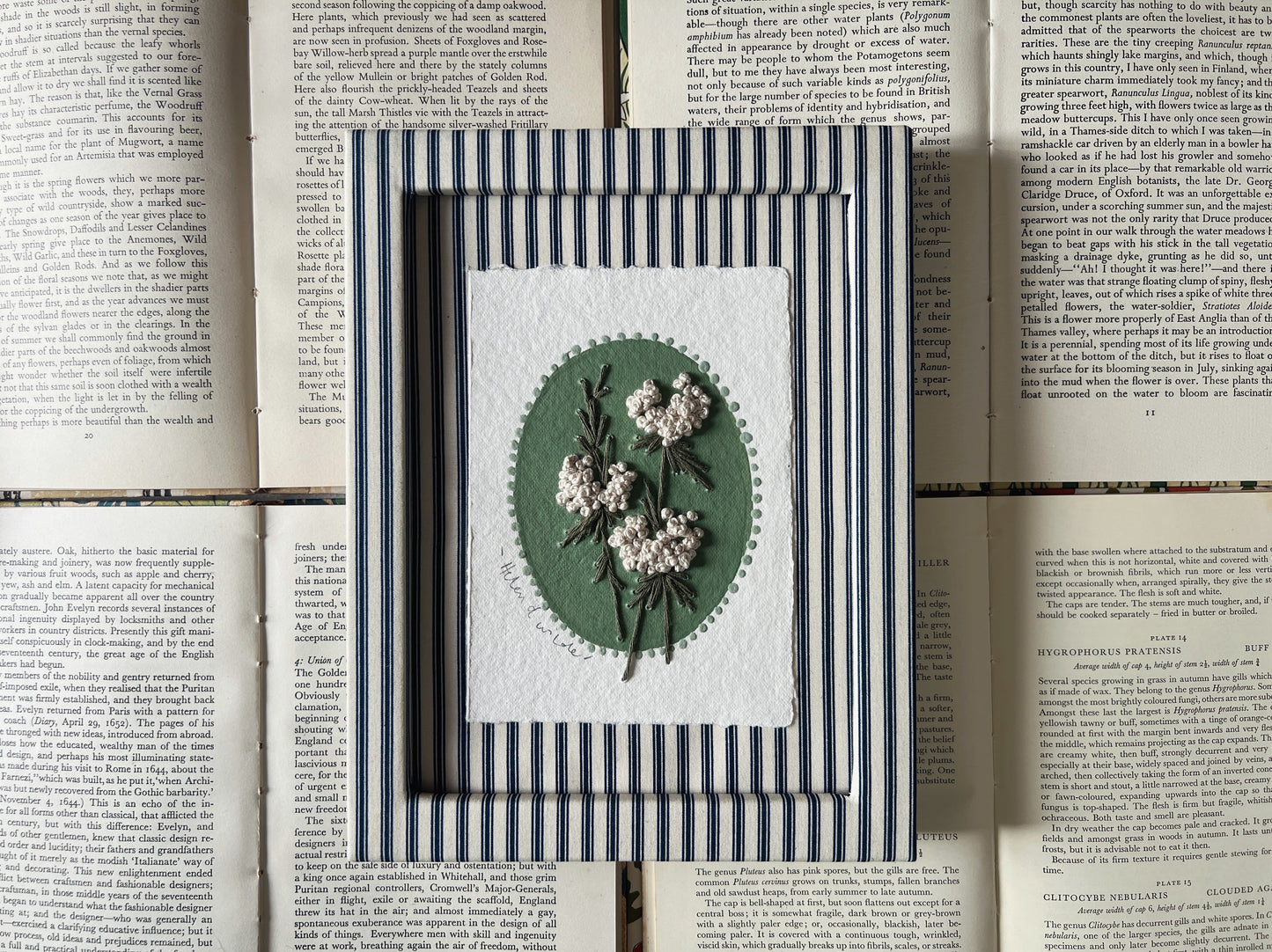 016 - Embroidered wild flowers on Handmade Paper - Framed.
