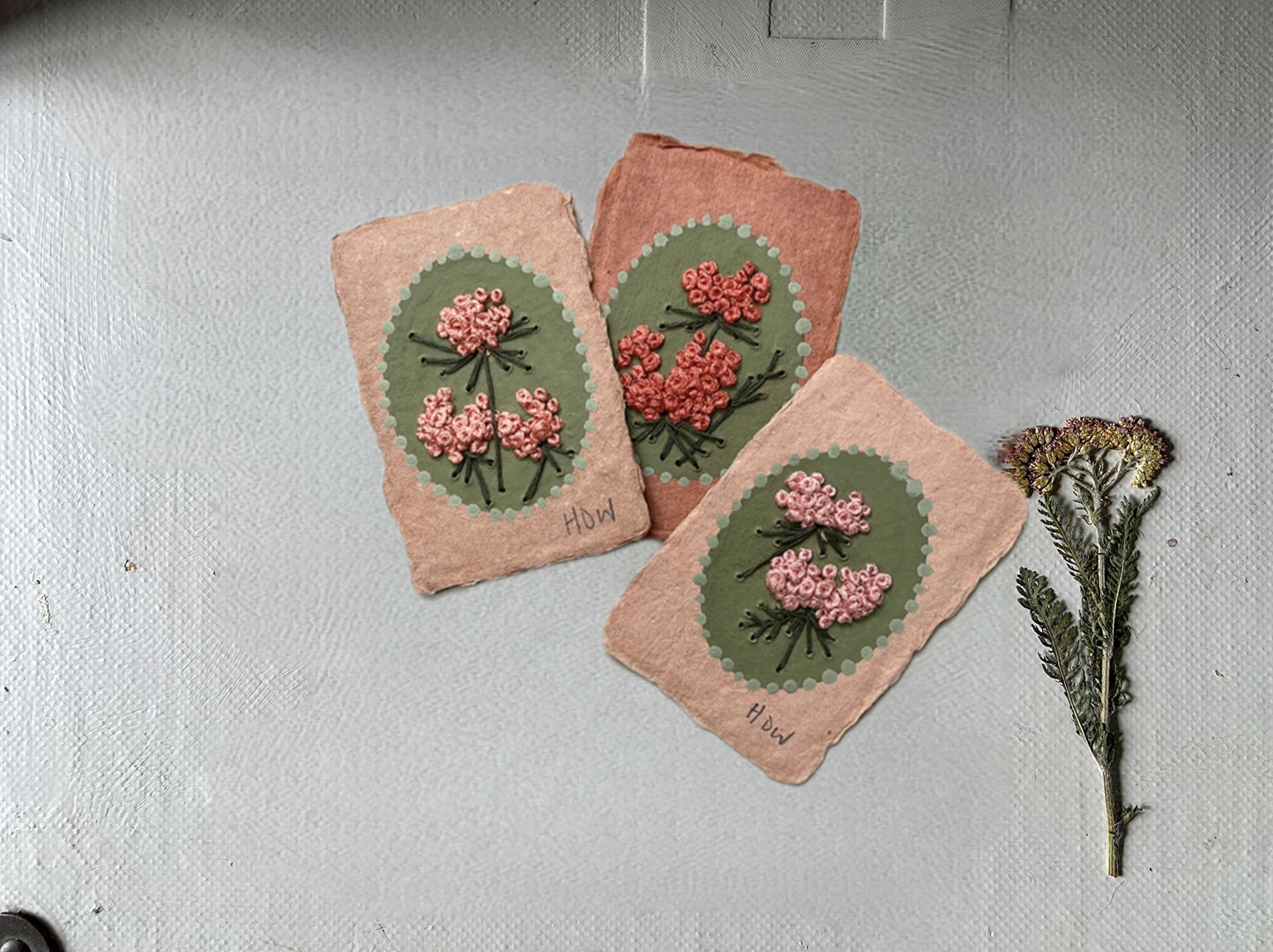 003 - Embroidered wild flowers on Handmade Paper