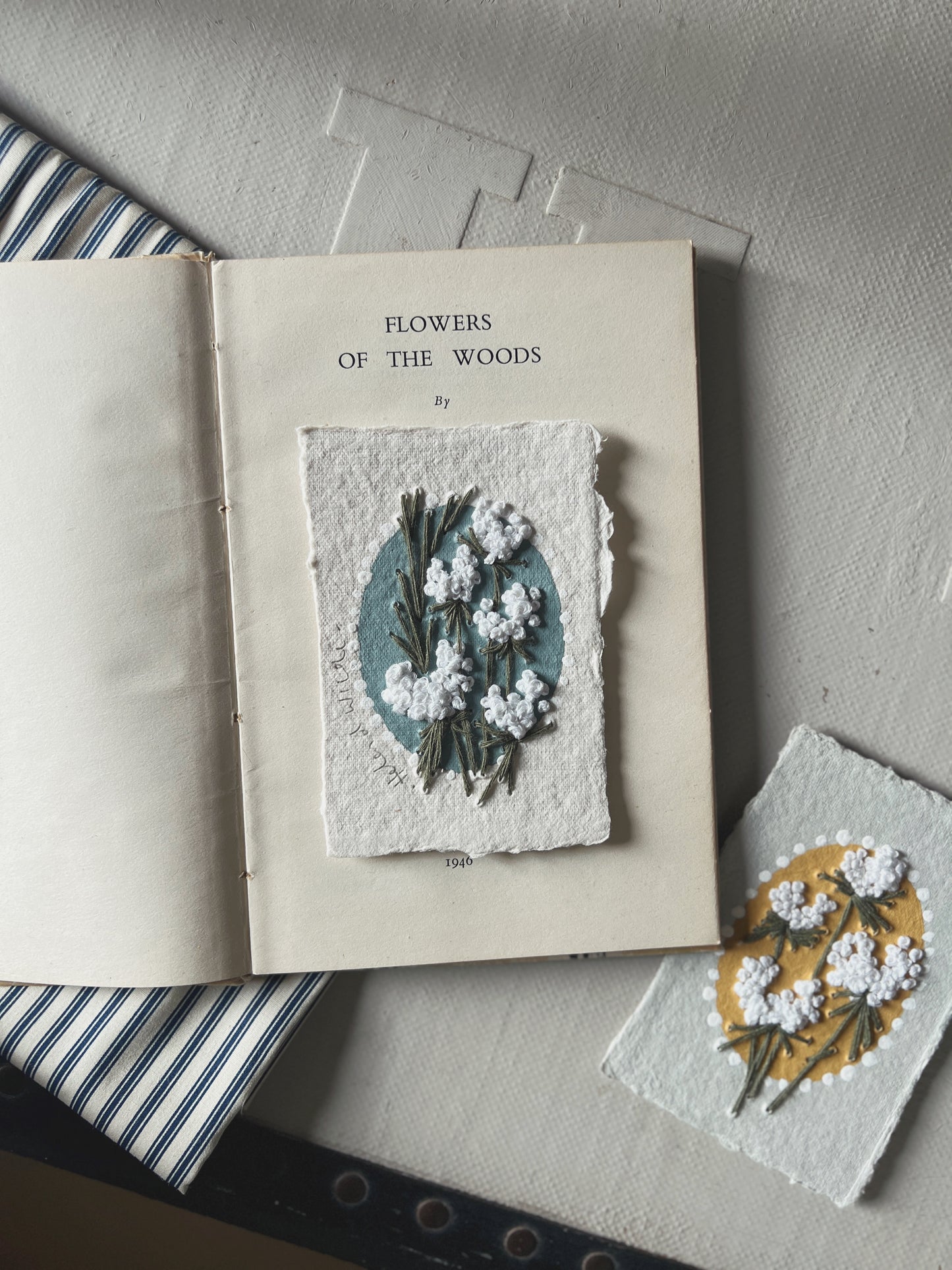 001 - Embroidered wild flowers on Handmade Paper