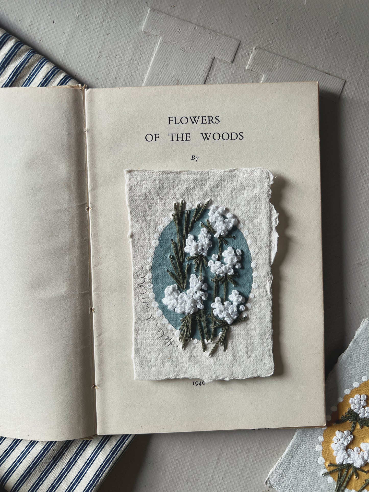 001 - Embroidered wild flowers on Handmade Paper