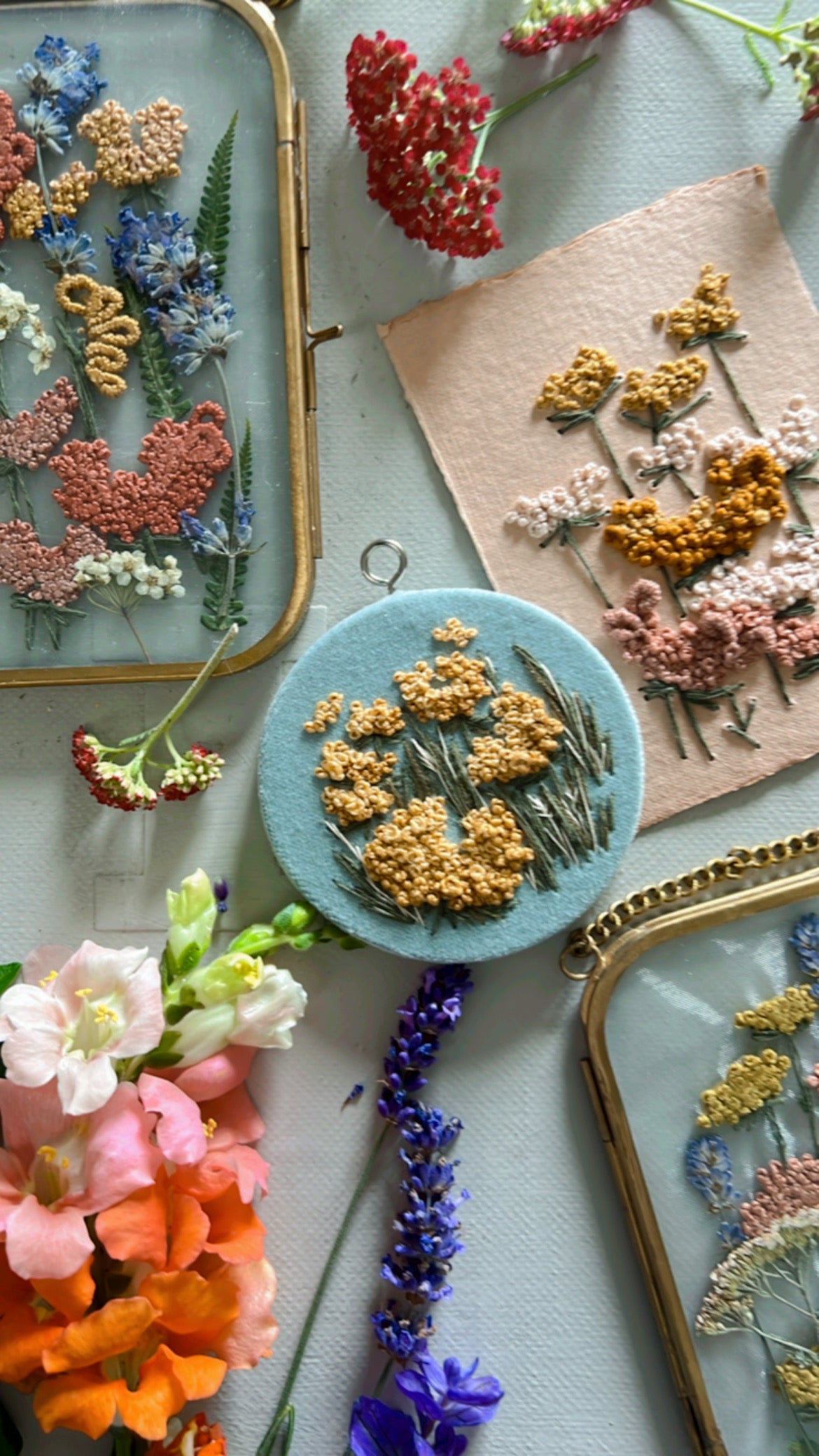 019 - Embroidered wild flowers on Handmade Paper