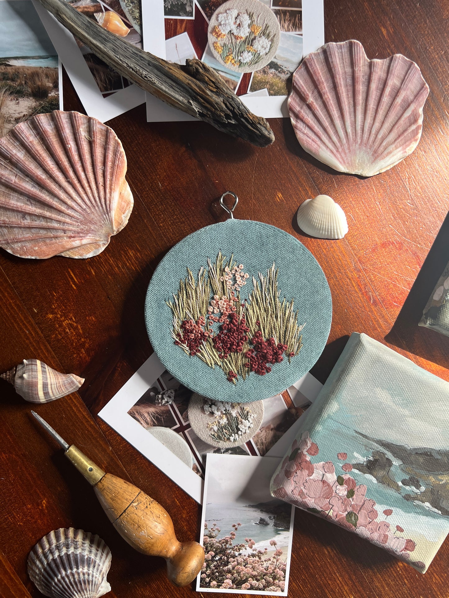 California Coastline - Embroidery on Velvet I