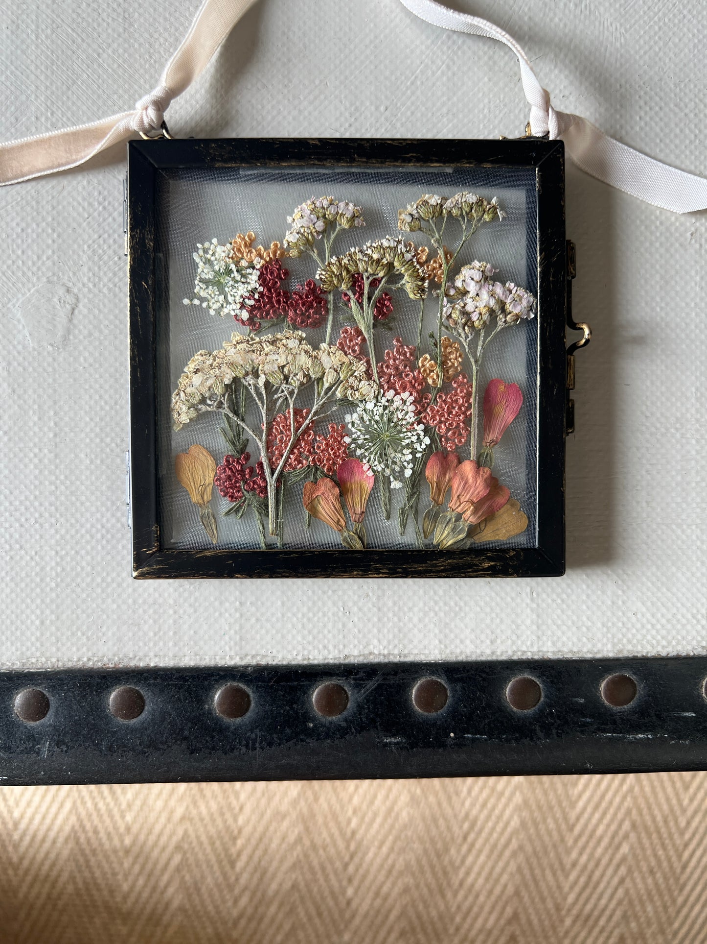 020 The Glass Garden - pressed flower and embroidery on silk