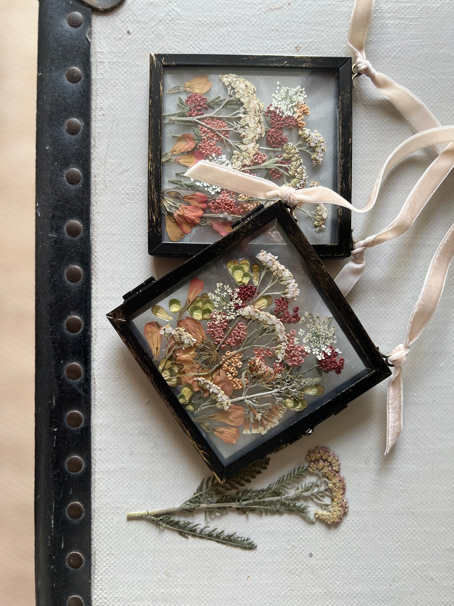 020 The Glass Garden - pressed flower and embroidery on silk