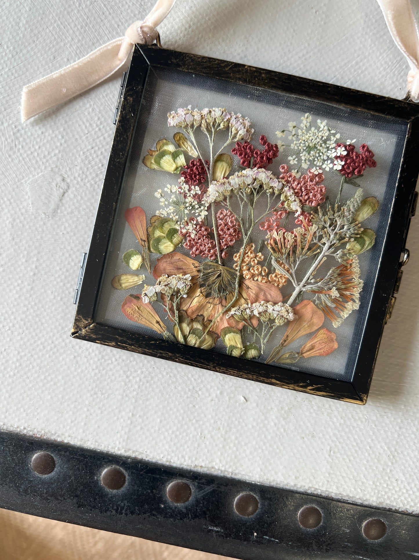 013 The Glass Garden - pressed flower and embroidery on silk