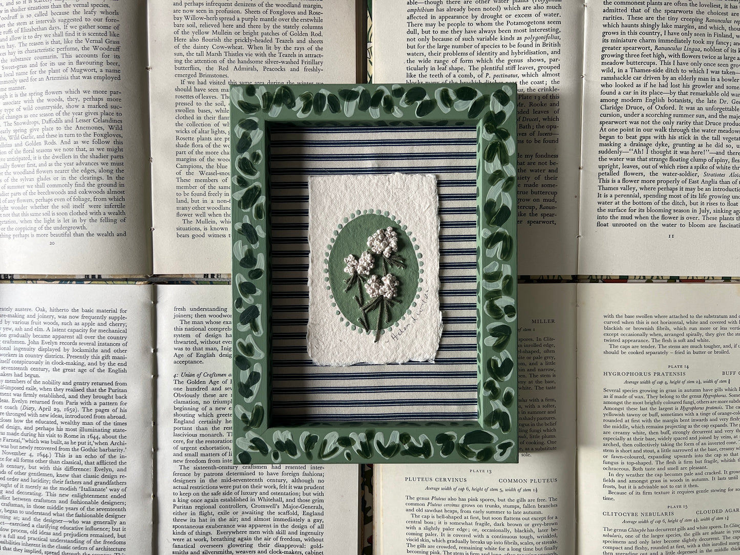 003 - Embroidered wild flowers on Handmade Paper - Framed.