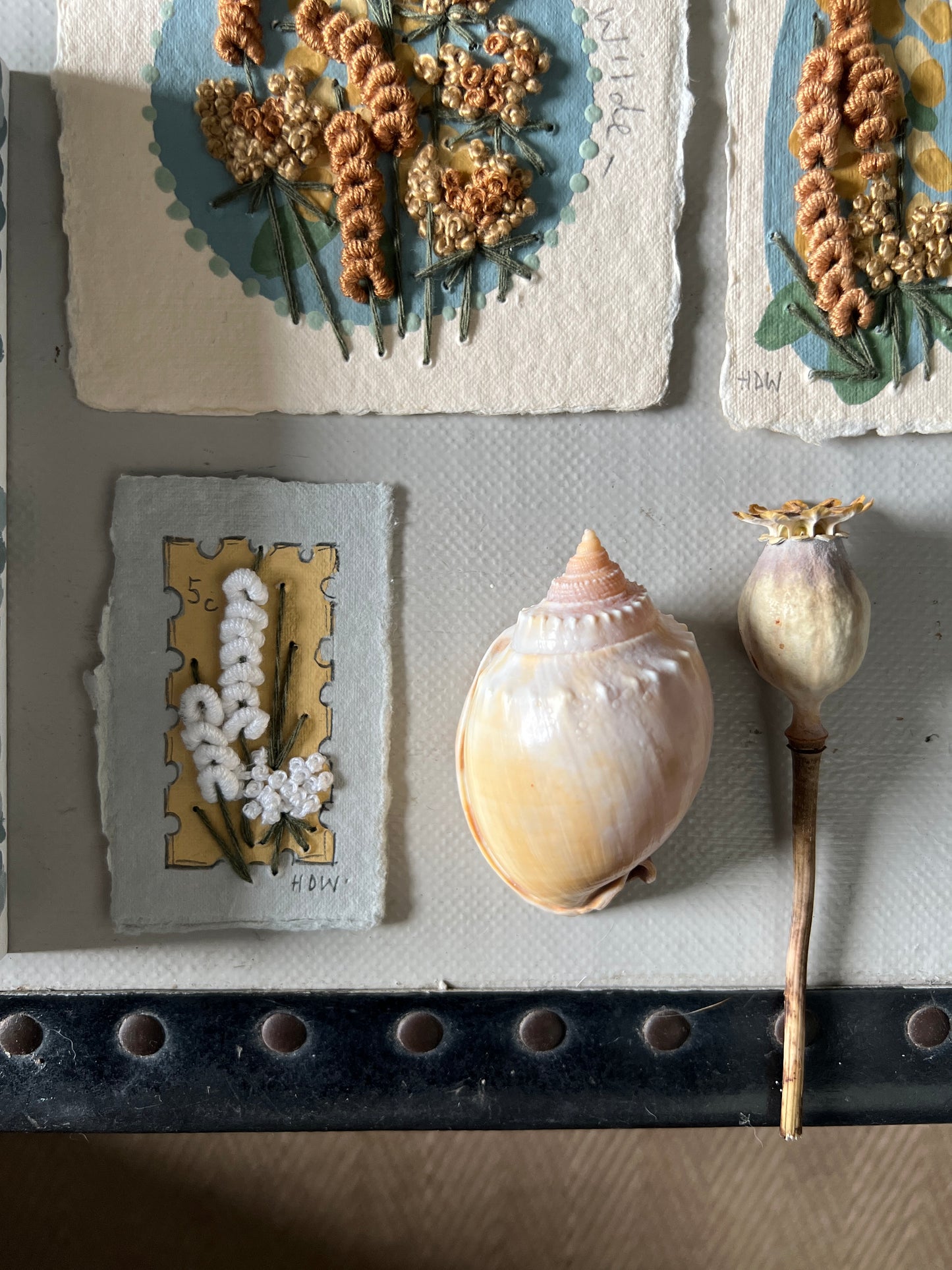 012 - Embroidered & painted wild flowers on Handmade Paper