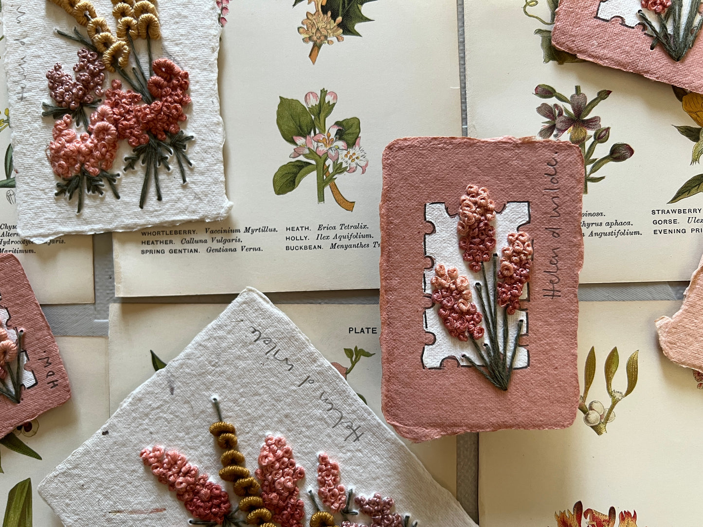 020 - Embroidered wild flowers on Handmade Paper