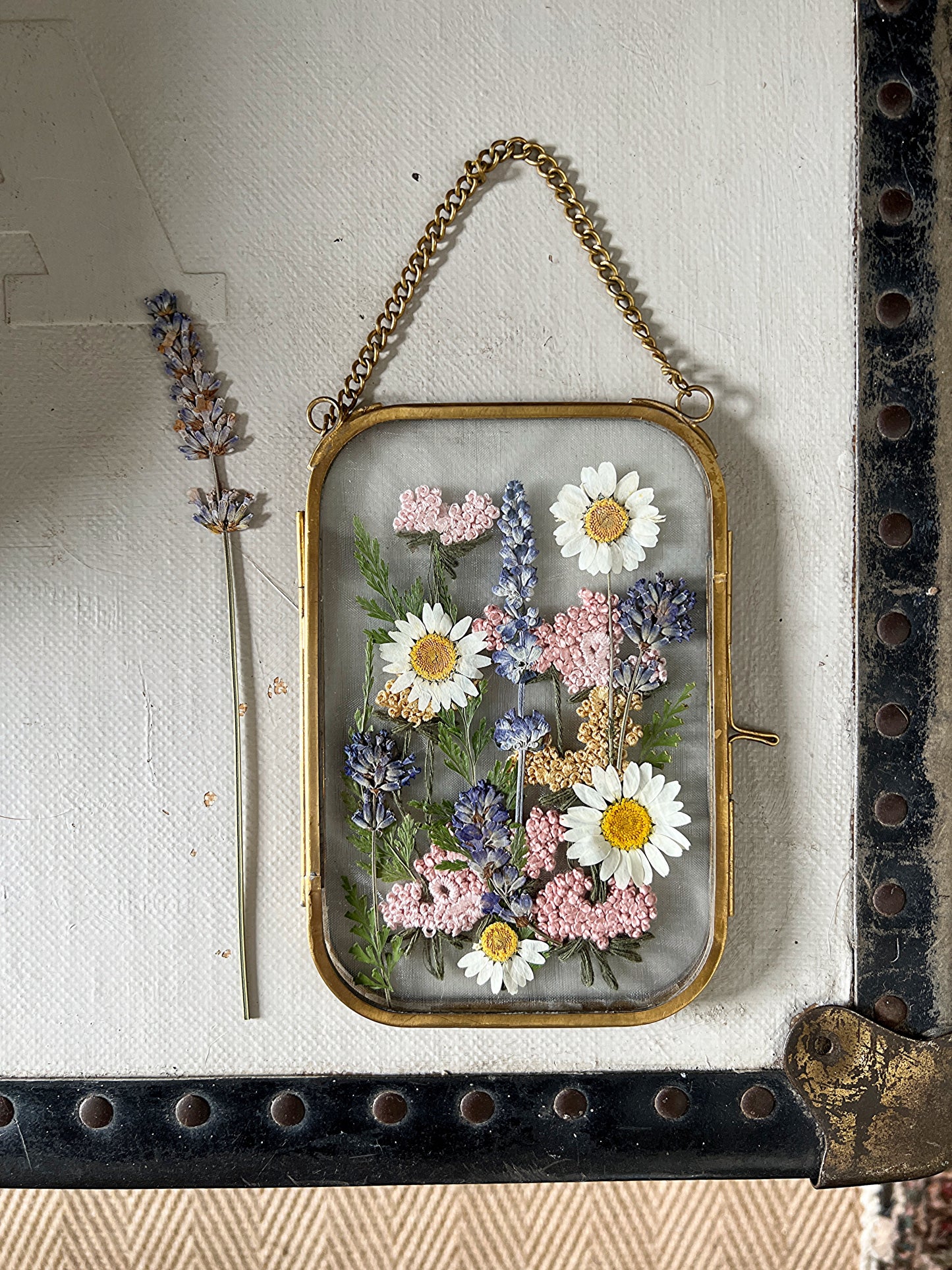 007 The Glass Garden - pressed flower and embroidery on silk