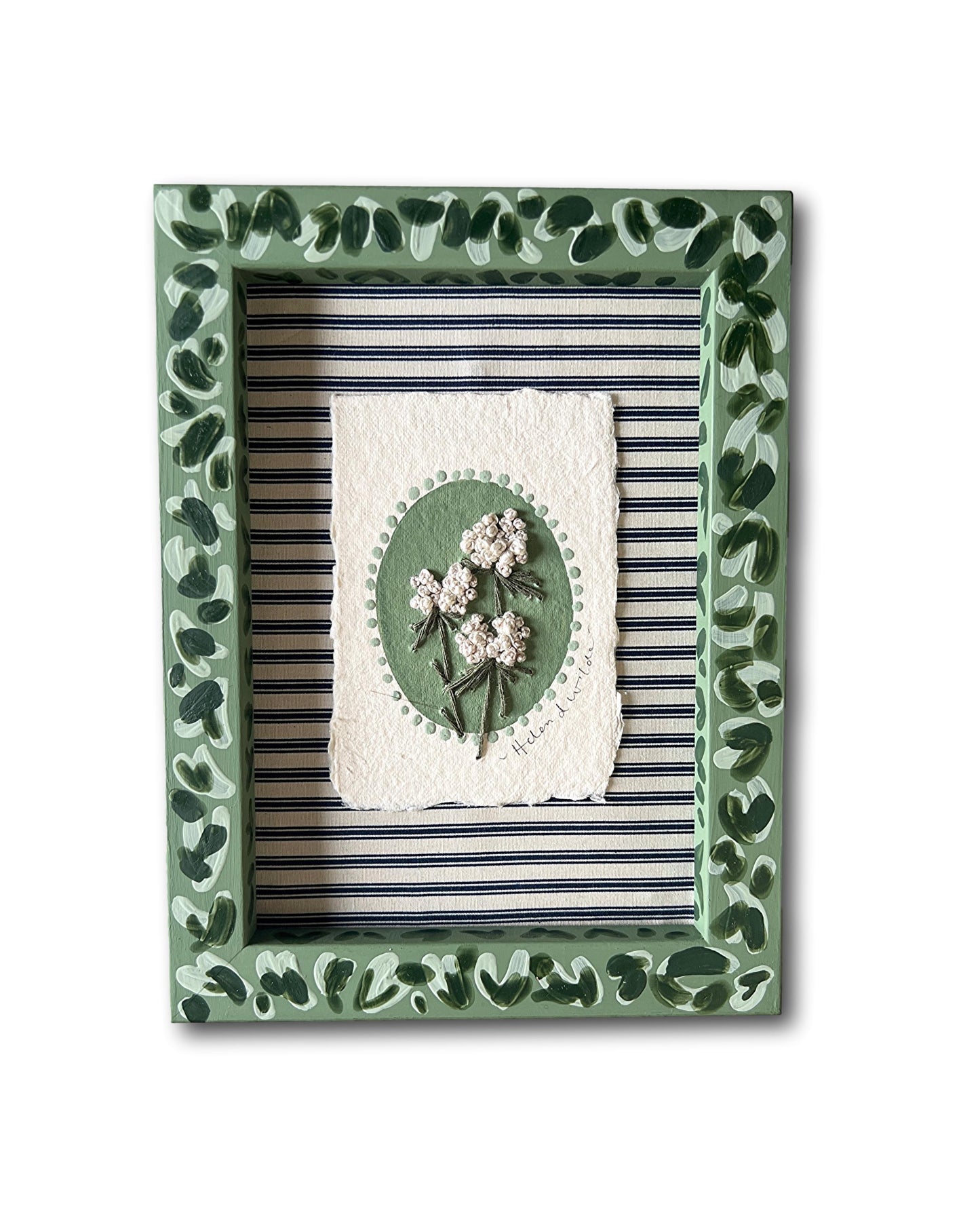 003 - Embroidered wild flowers on Handmade Paper - Framed.