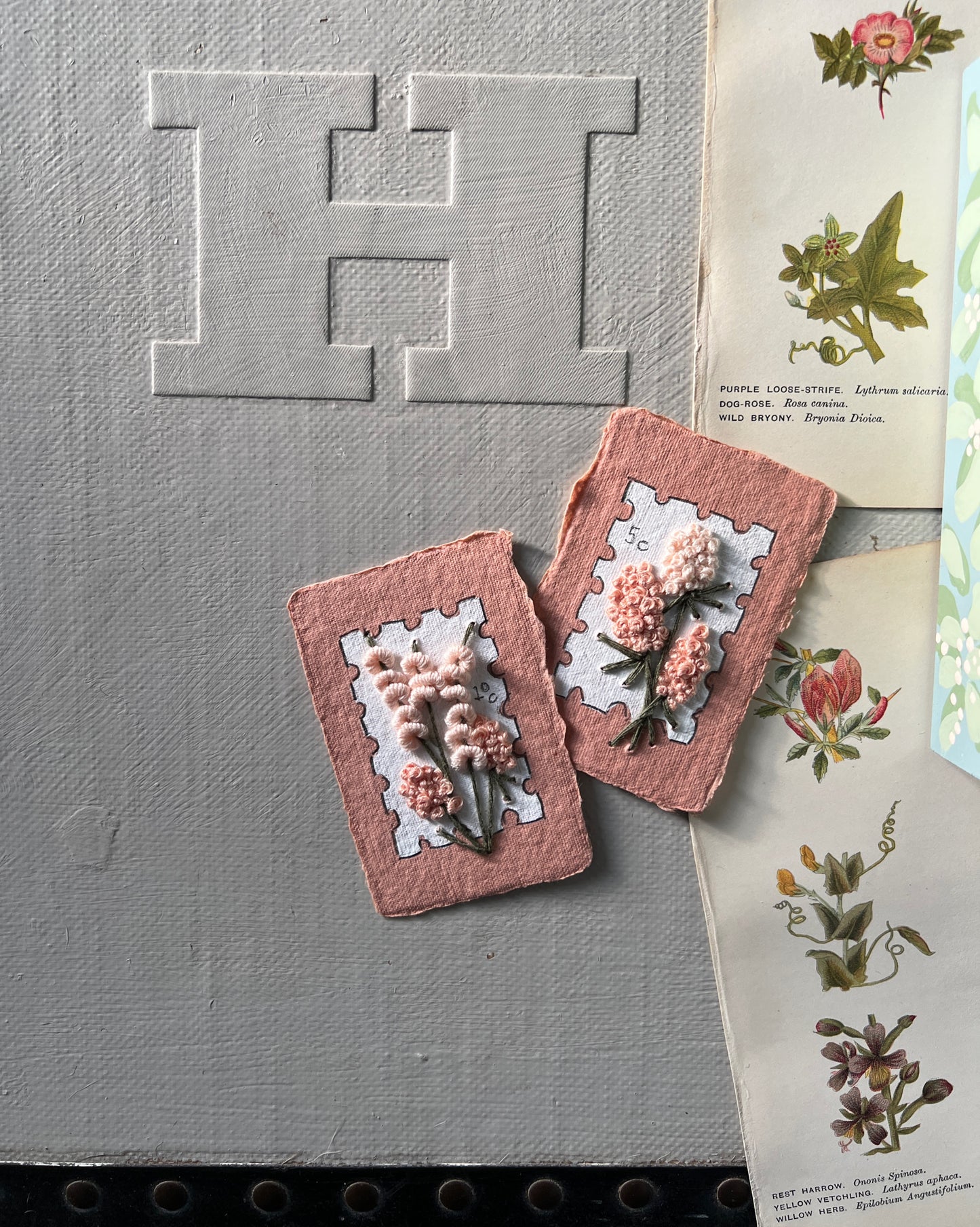 002 - Embroidered wild flowers on Handmade Paper