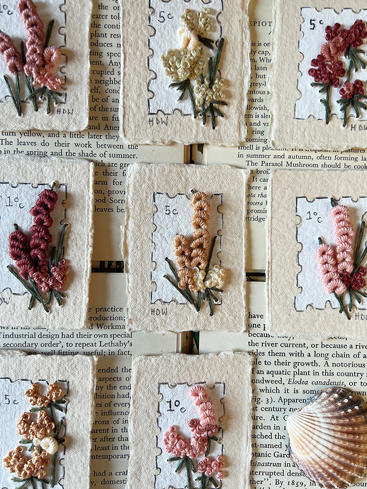 017 - Embroidered wild flowers on Handmade Paper
