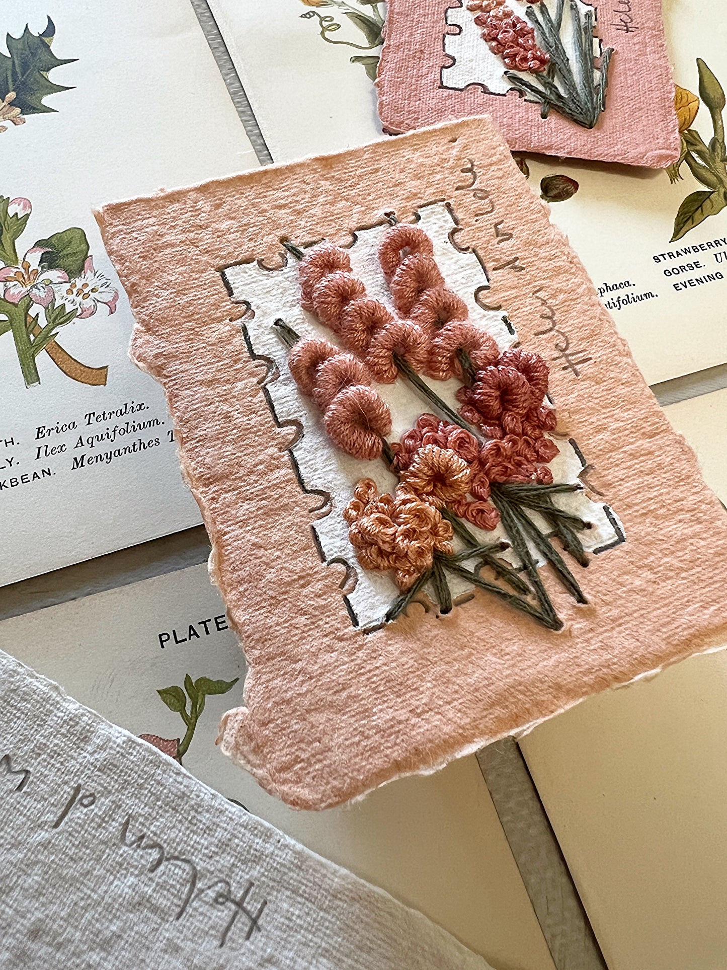 024 - Embroidered wild flowers on Handmade Paper