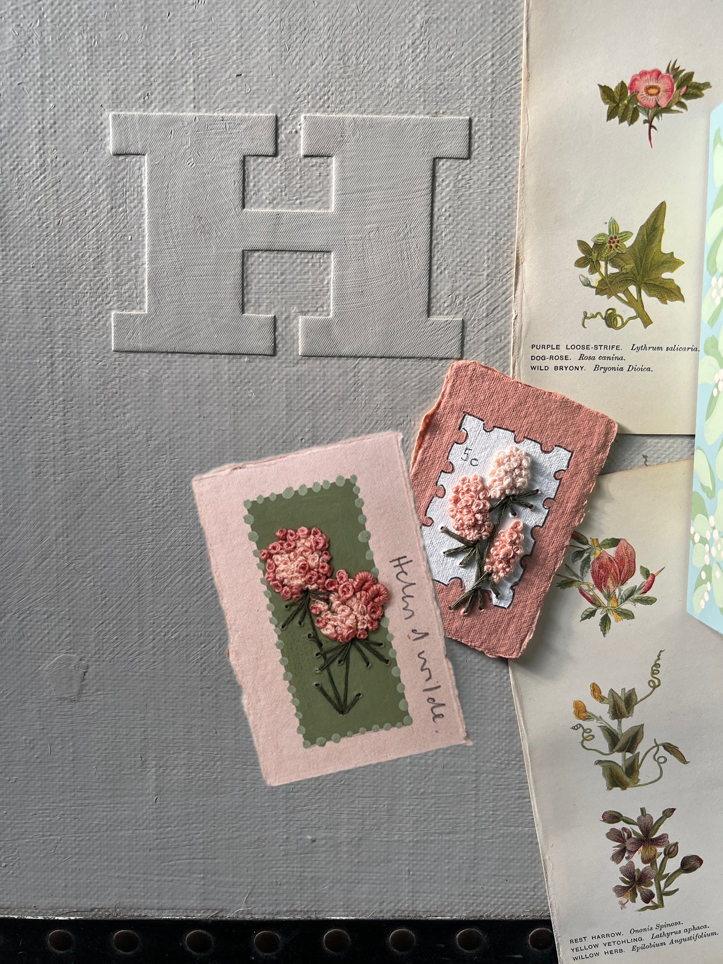 011 - Embroidered wild flowers on Handmade Paper