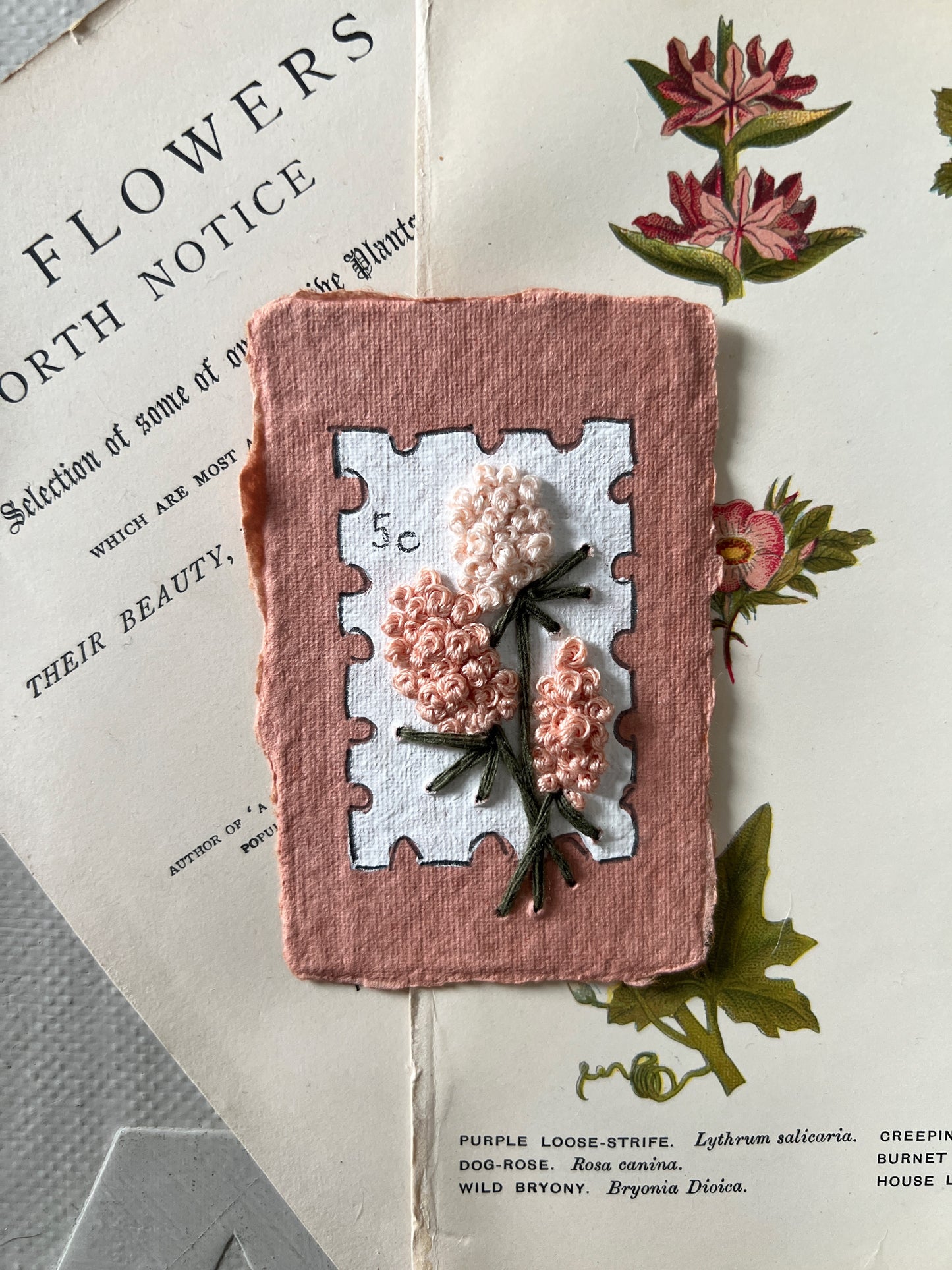 005 - Embroidered wild flowers on Handmade Paper