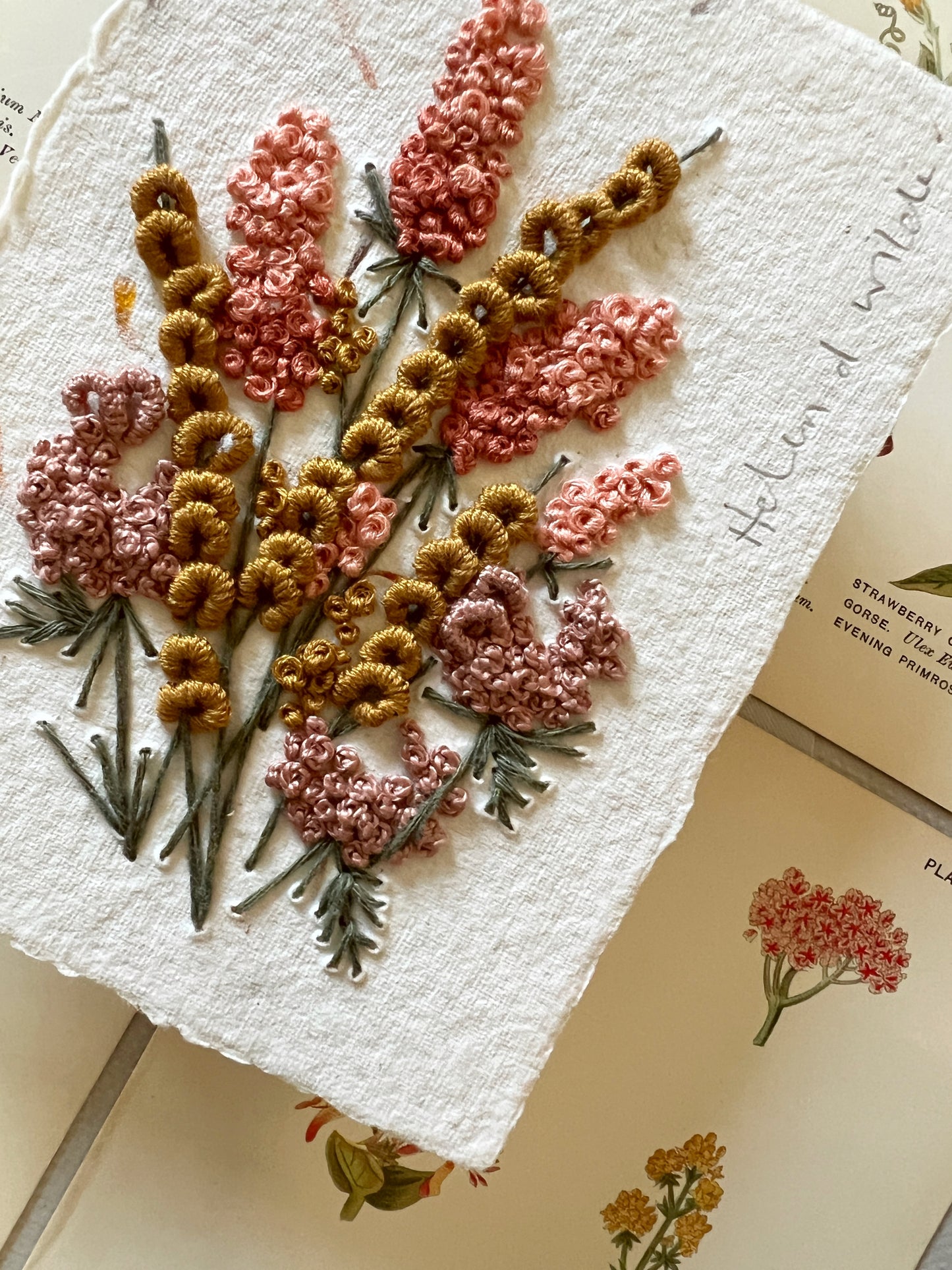 008 - Embroidered wild flowers on Handmade Paper