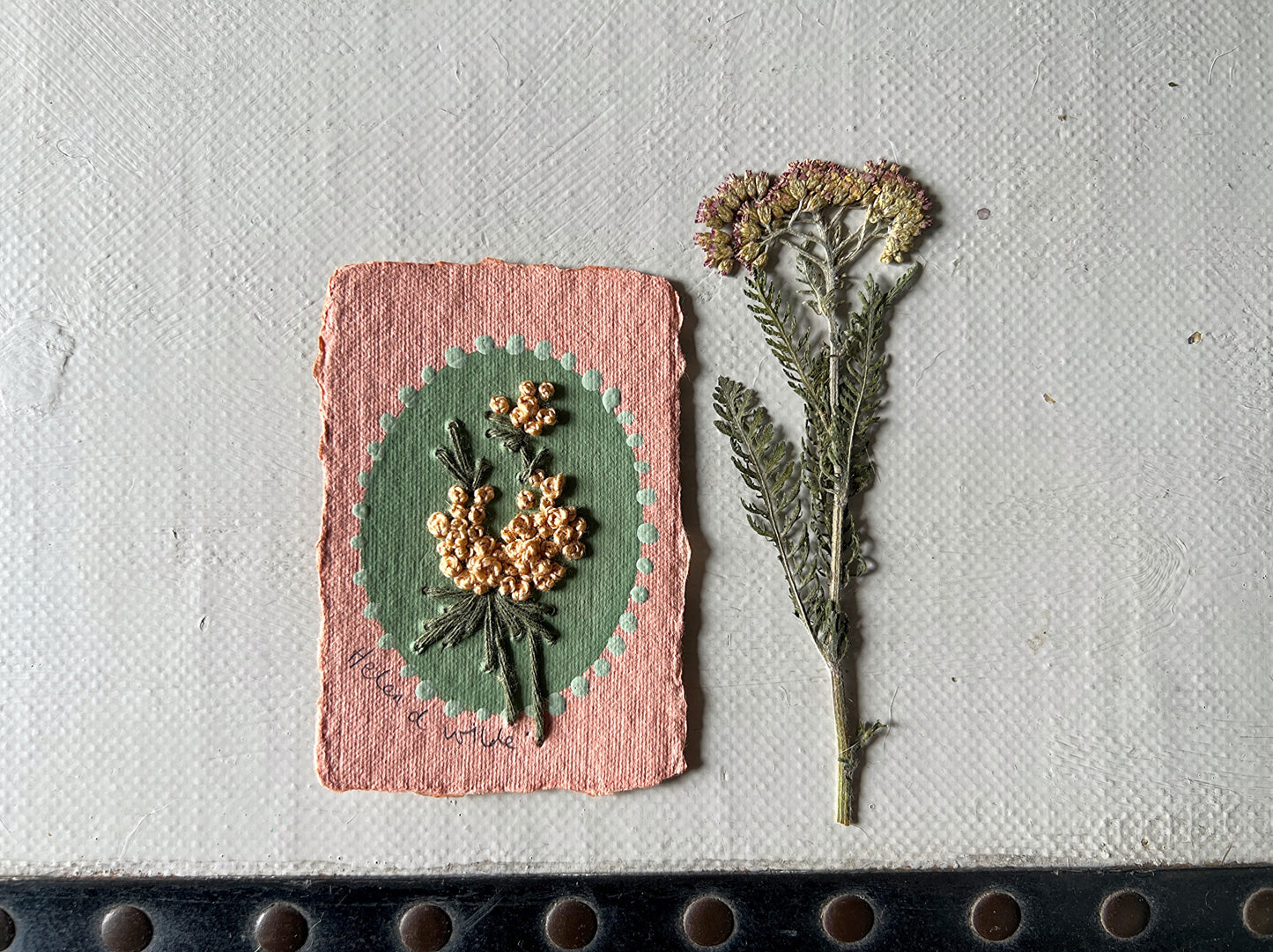 021 - Embroidered wild flowers on Handmade Paper