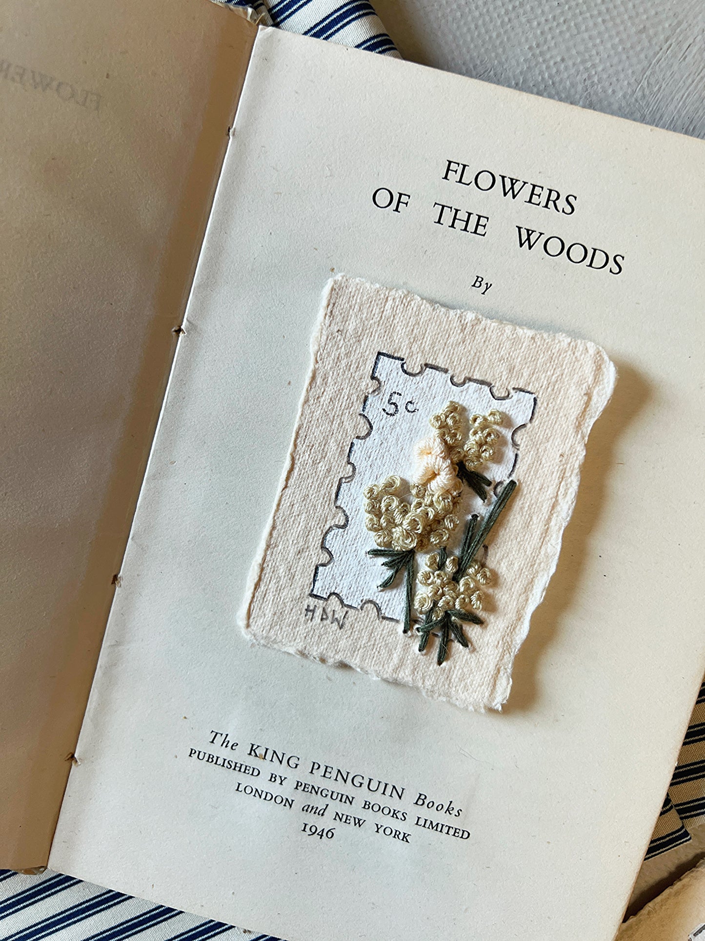 001 - RESERVED FOR AMANDA - Embroidered wild flowers on Handmade Paper