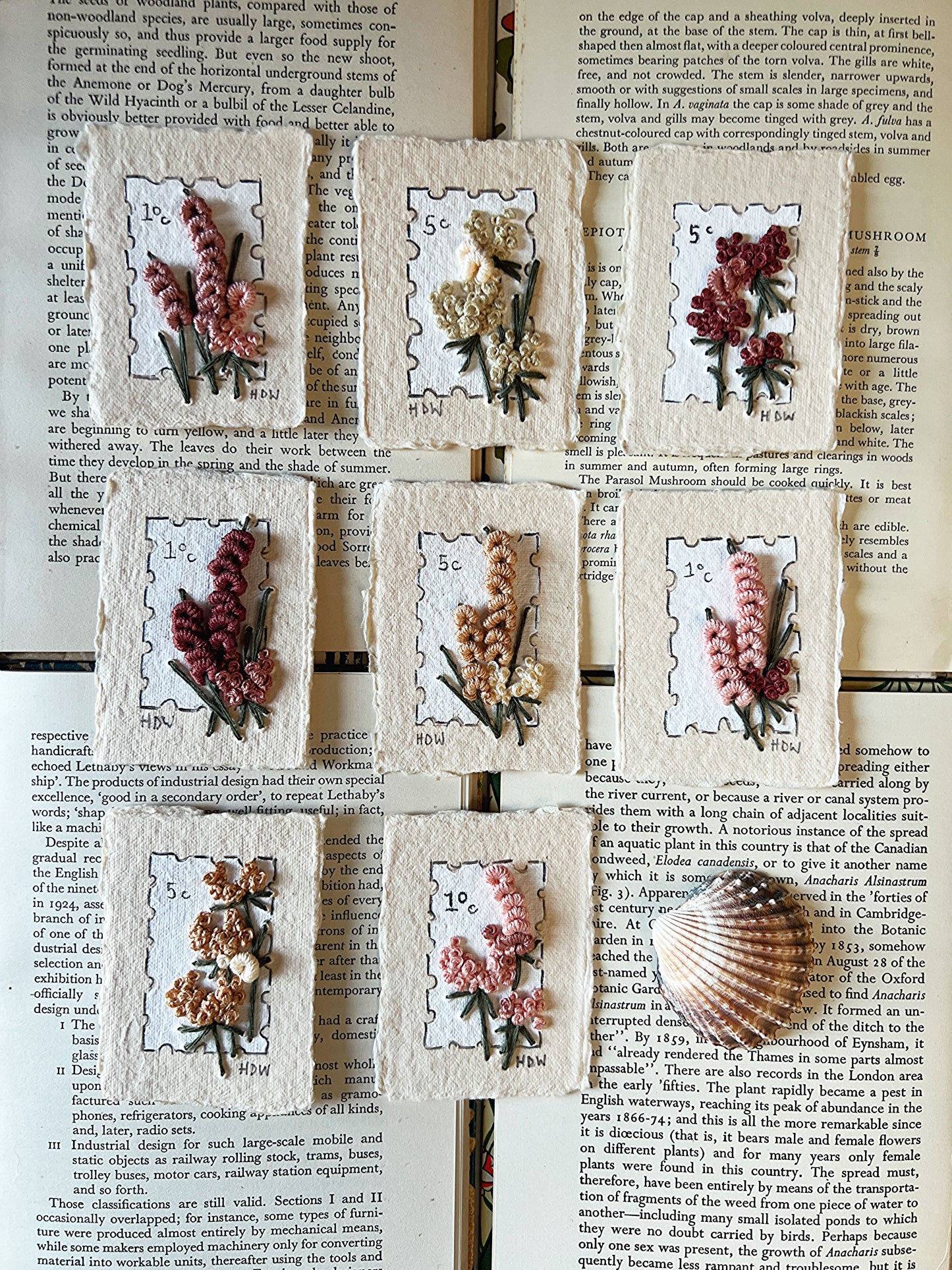 017 - Embroidered wild flowers on Handmade Paper