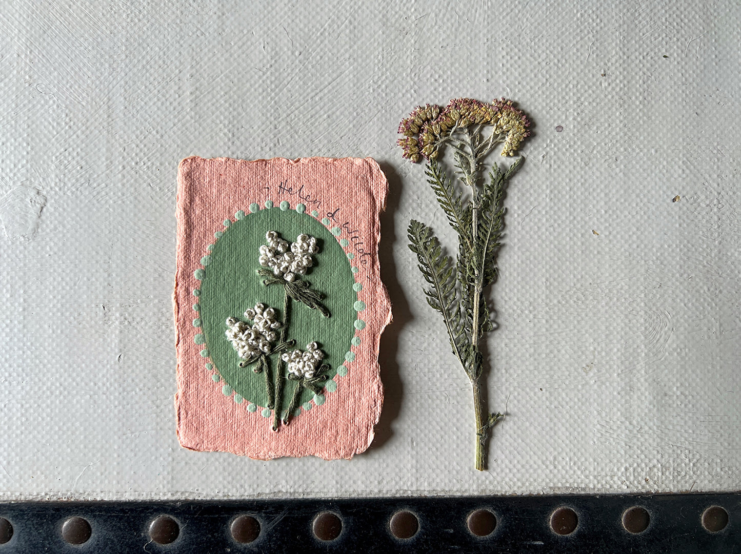 002 - Embroidered wild flowers on Handmade Paper
