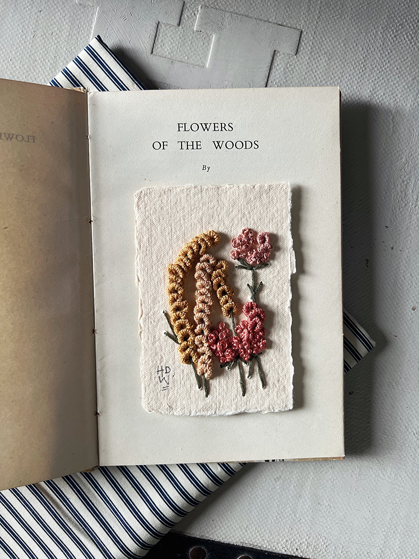 008 - Embroidered wild flowers on Handmade Paper