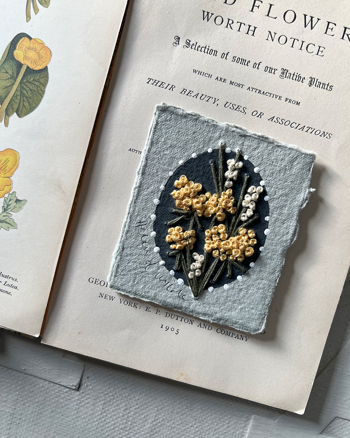 019 - The Meadow, Embroidery on Handmade Paper I