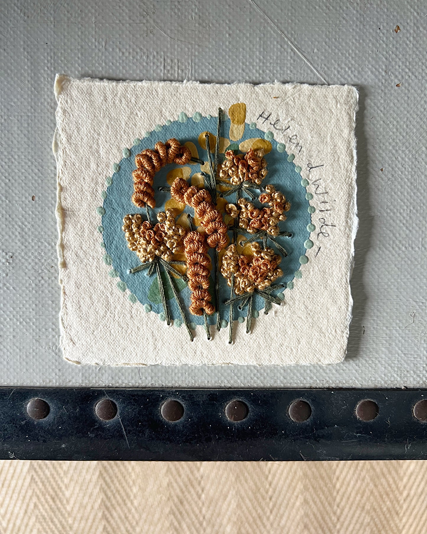 011 - Embroidered & painted wild flowers on Handmade Paper
