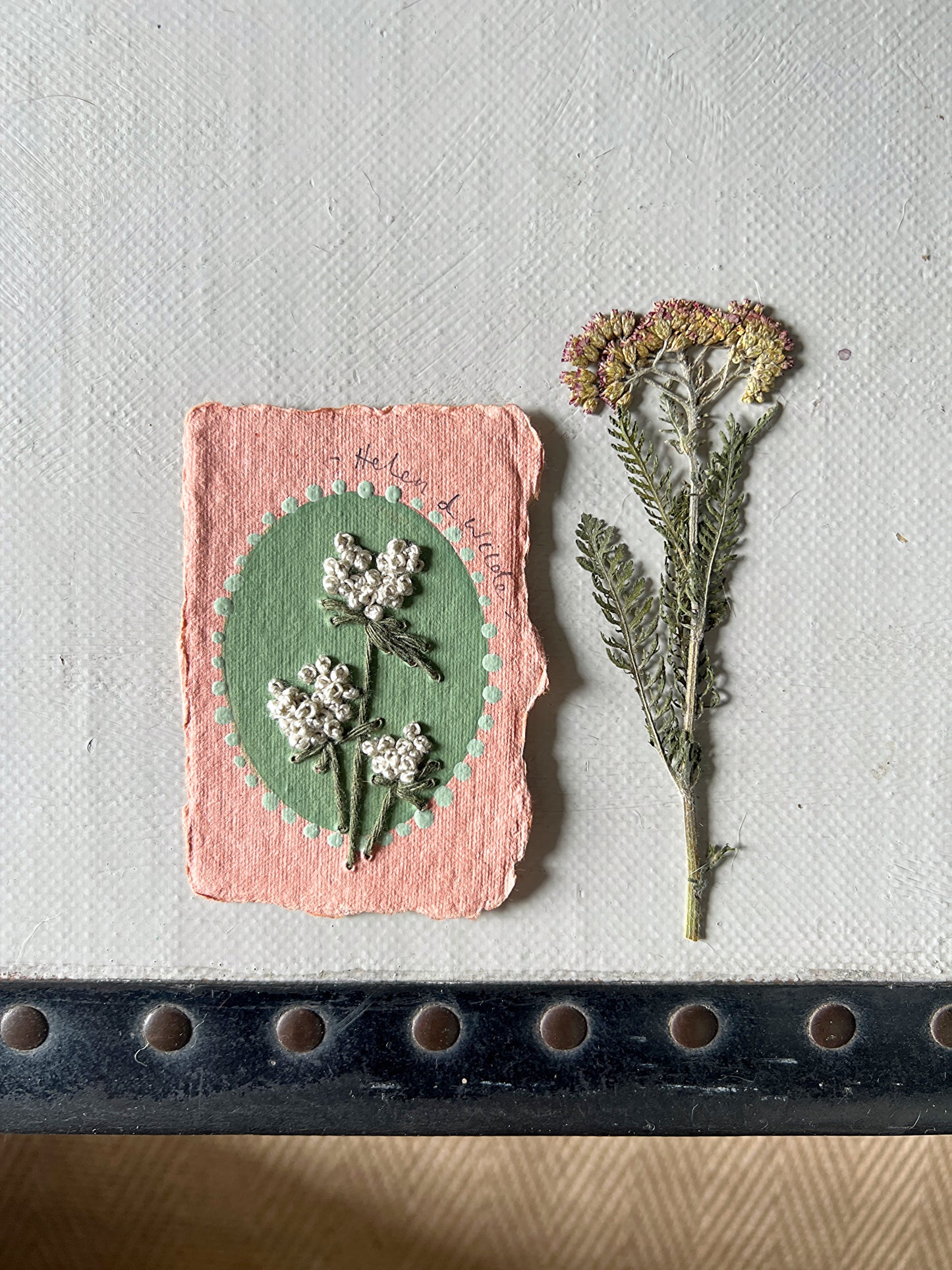 002 - Embroidered wild flowers on Handmade Paper