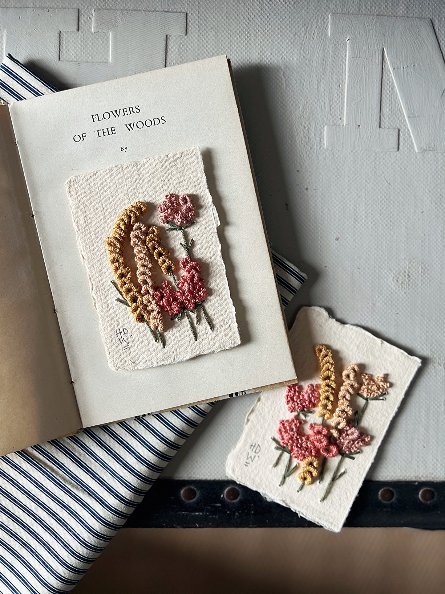 008 - Embroidered wild flowers on Handmade Paper