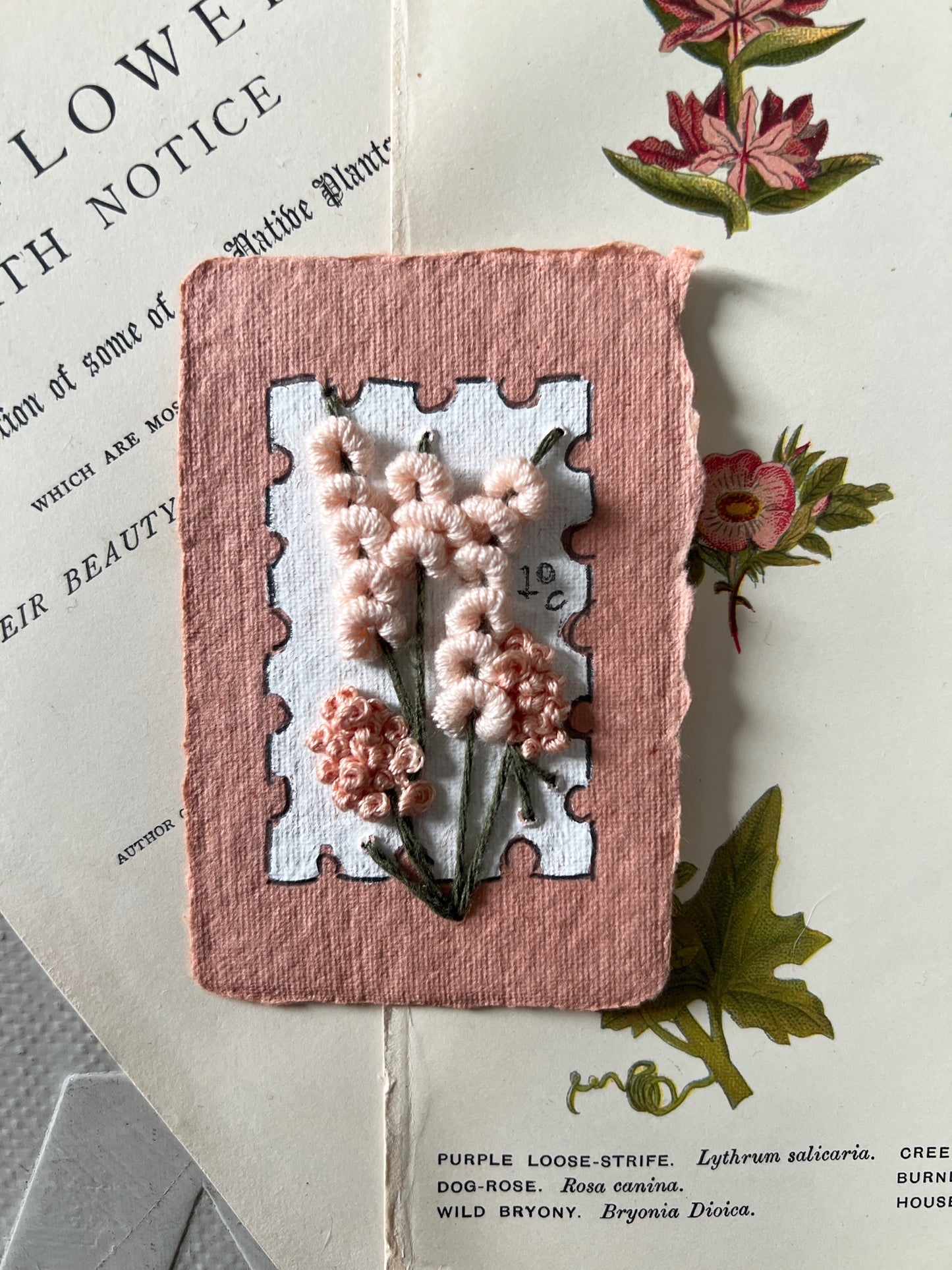001 - Embroidered wild flowers on Handmade Paper
