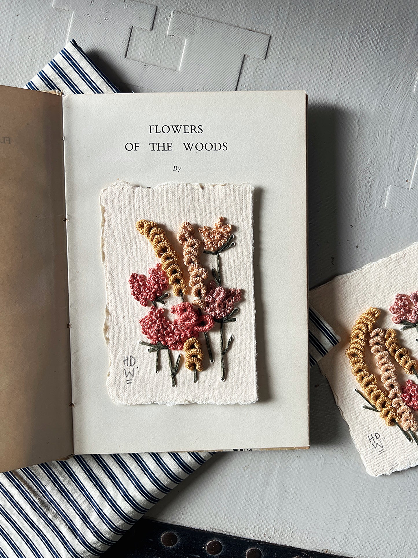 005 - Reserved For Teresa - Embroidered wild flowers on Handmade Paper.