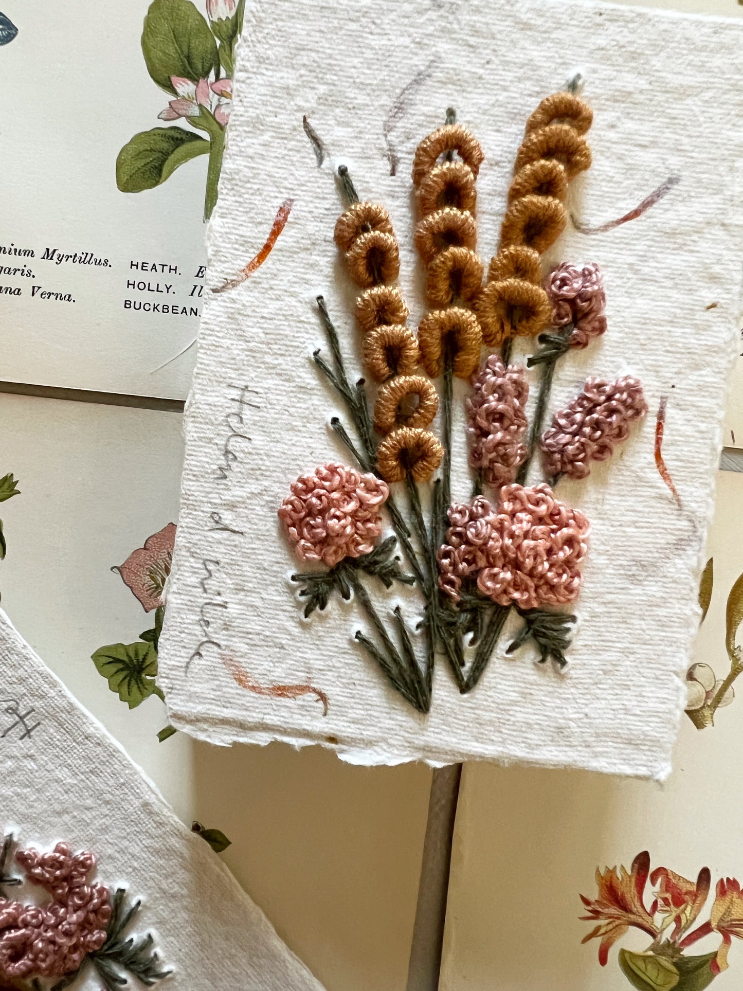 013 - Embroidered wild flowers on Handmade Paper