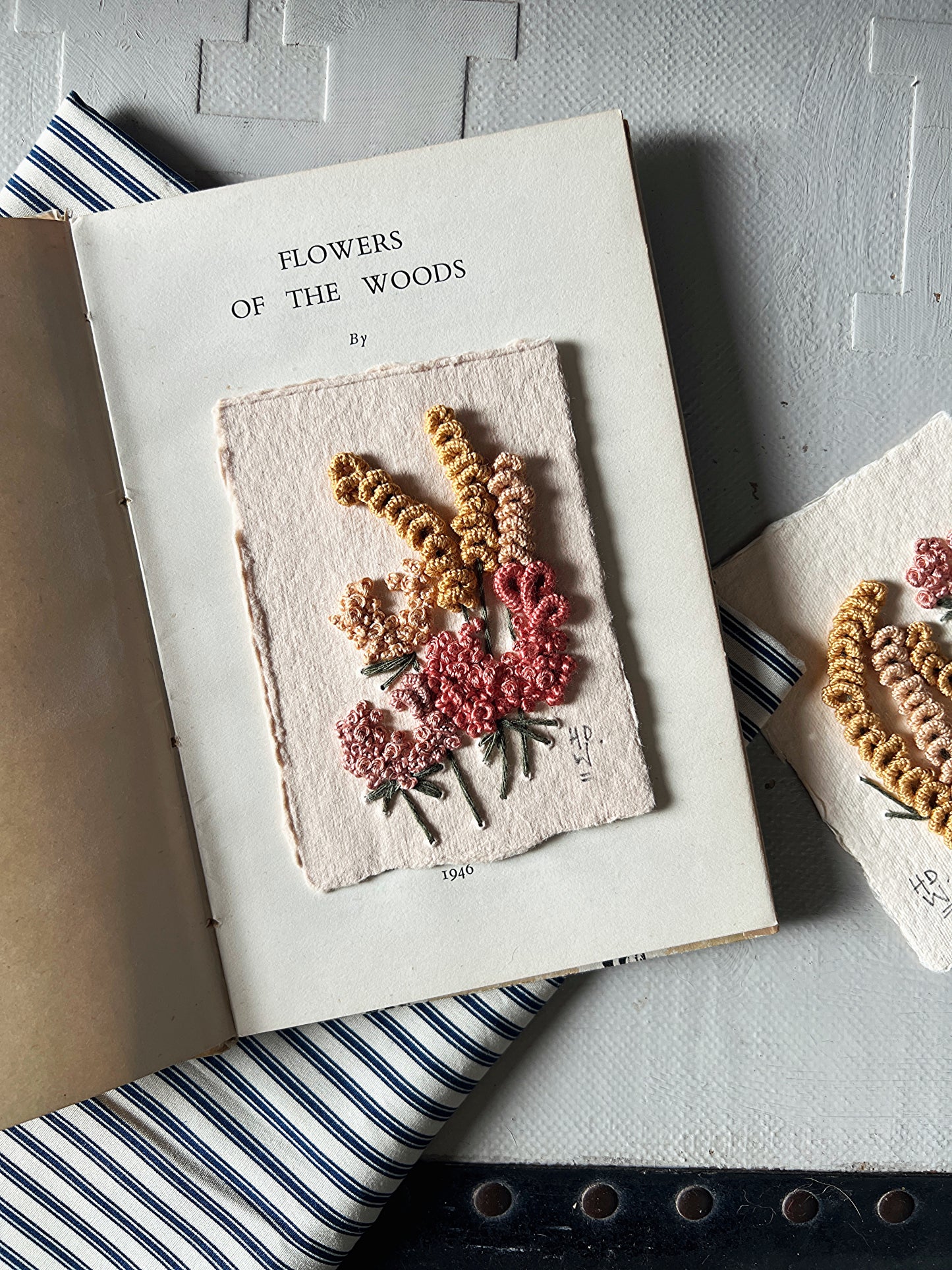 006 - Embroidered wild flowers on Handmade Paper