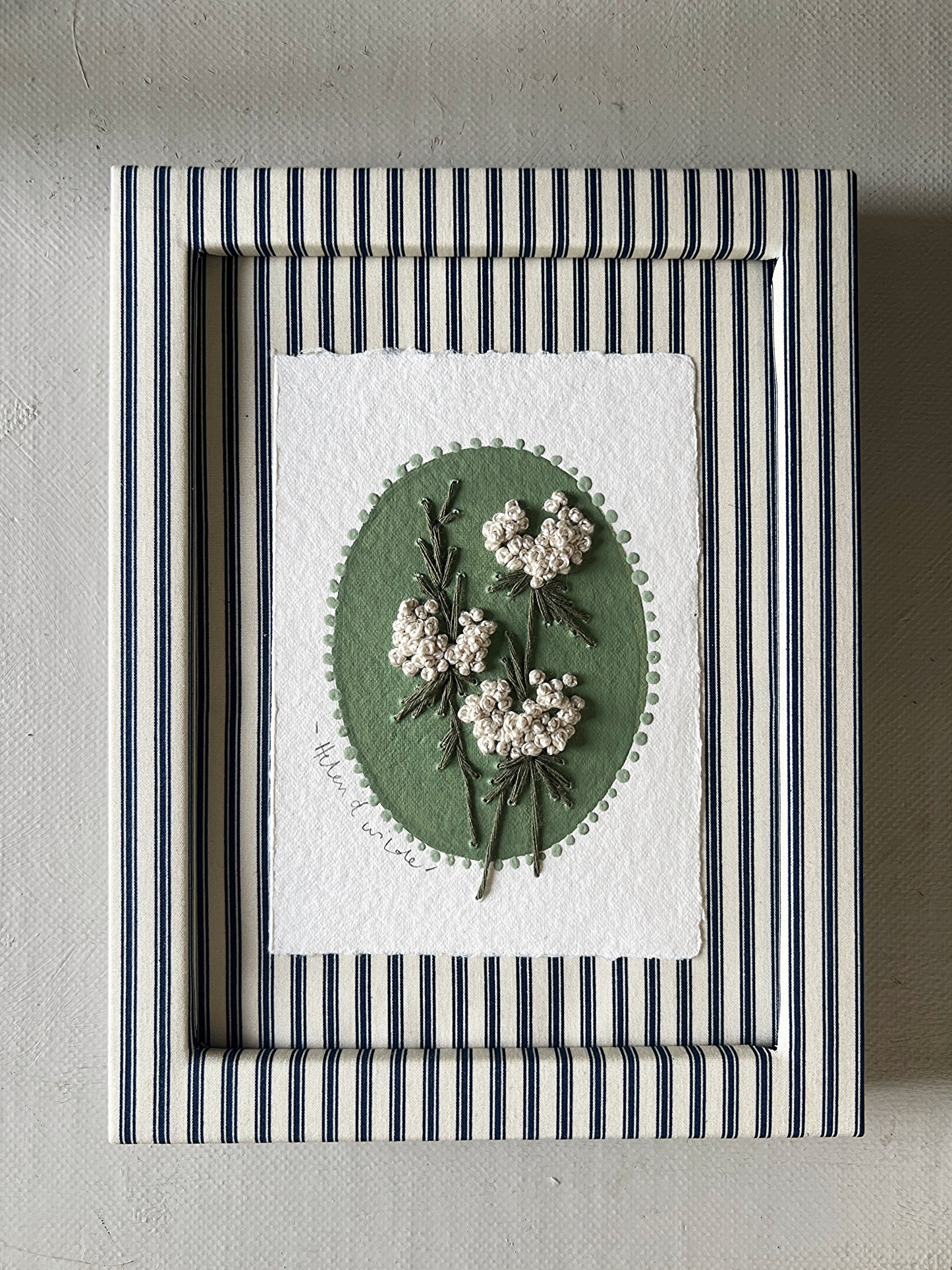 003 - Embroidered wild flowers on Handmade Paper - Framed.