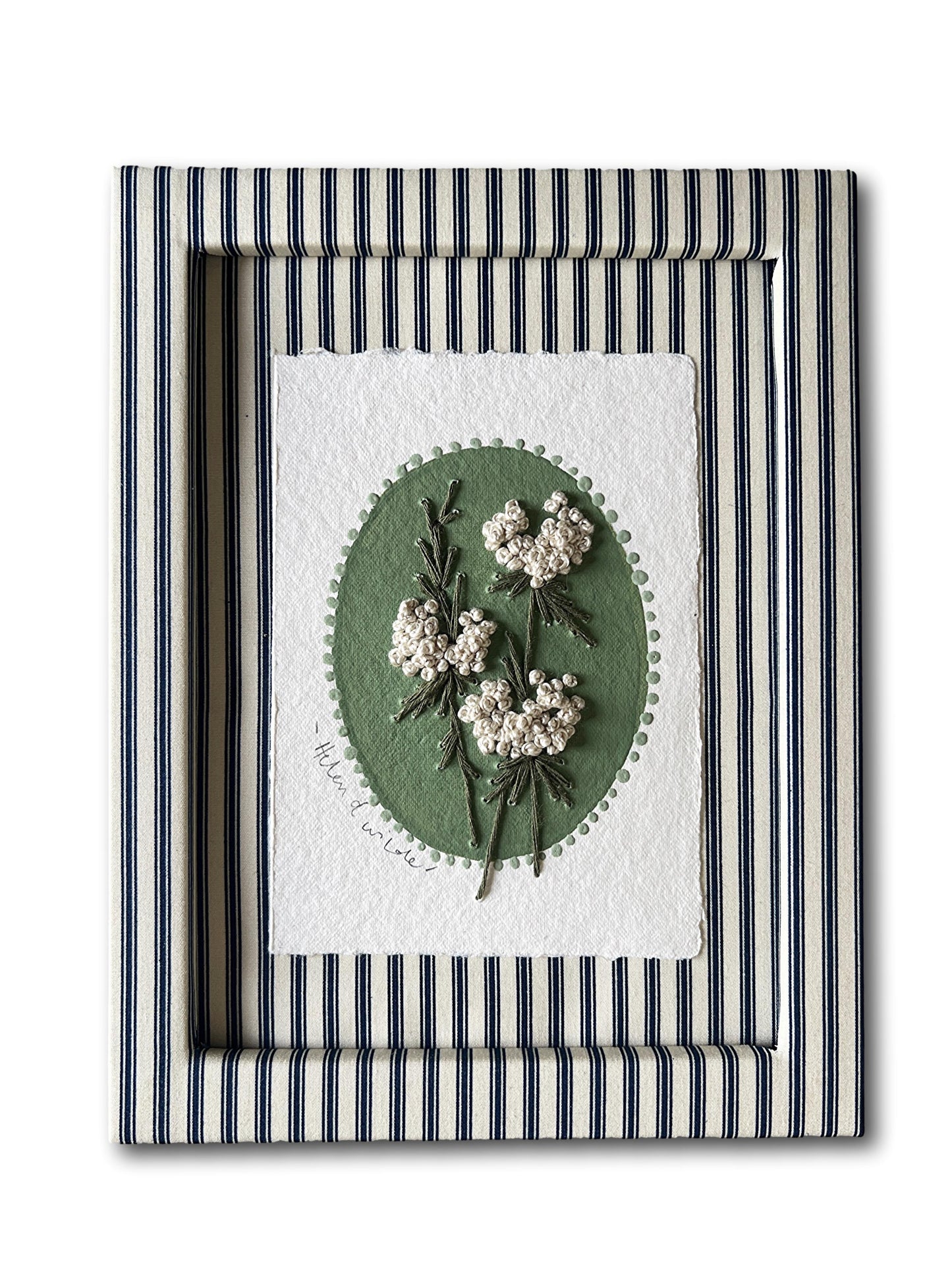 003 - Embroidered wild flowers on Handmade Paper - Framed.