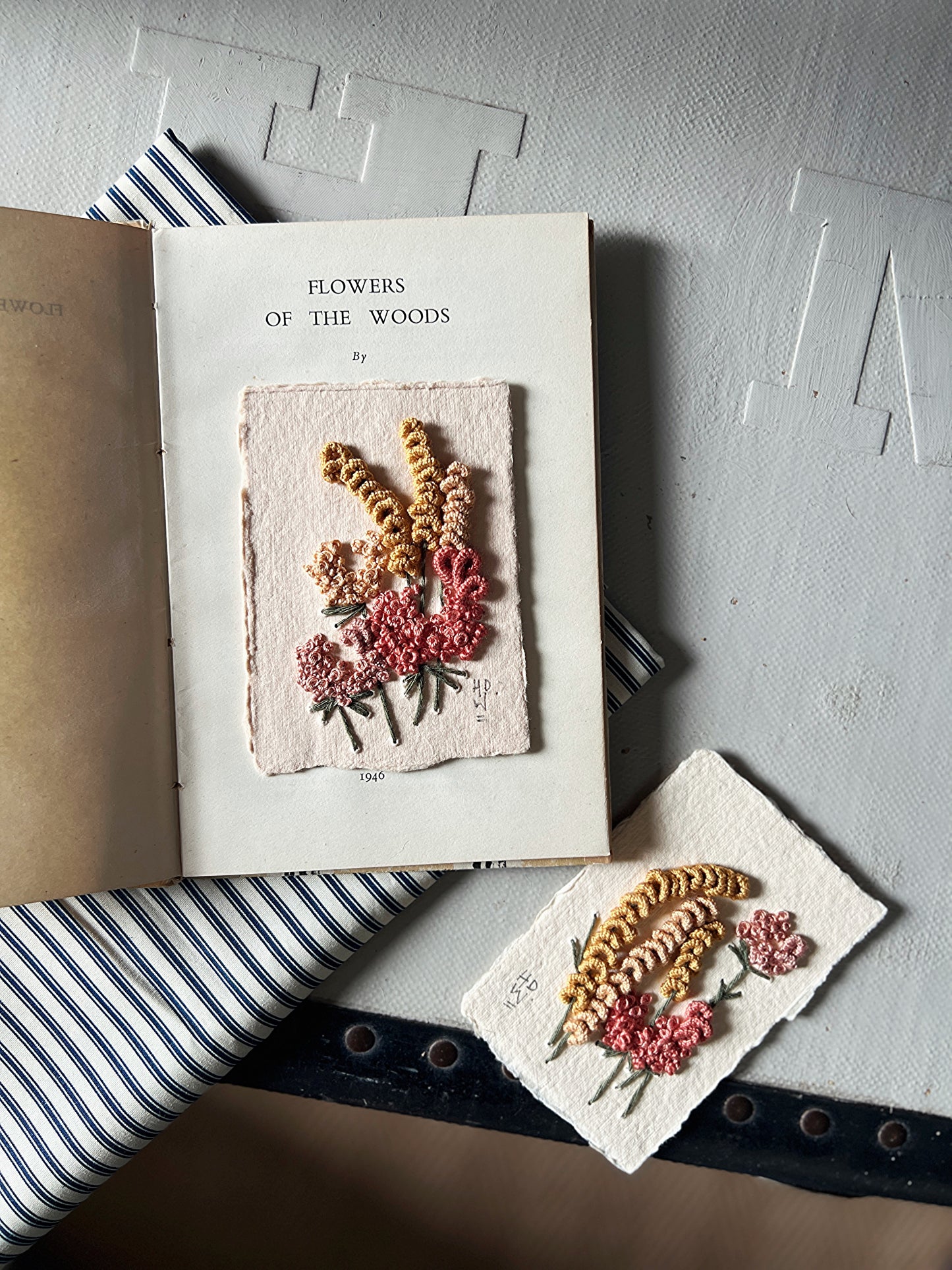 006 - Embroidered wild flowers on Handmade Paper