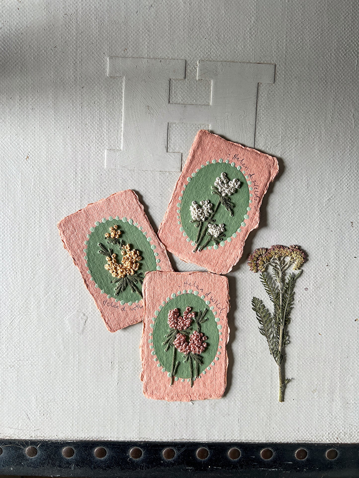 002 - Embroidered wild flowers on Handmade Paper