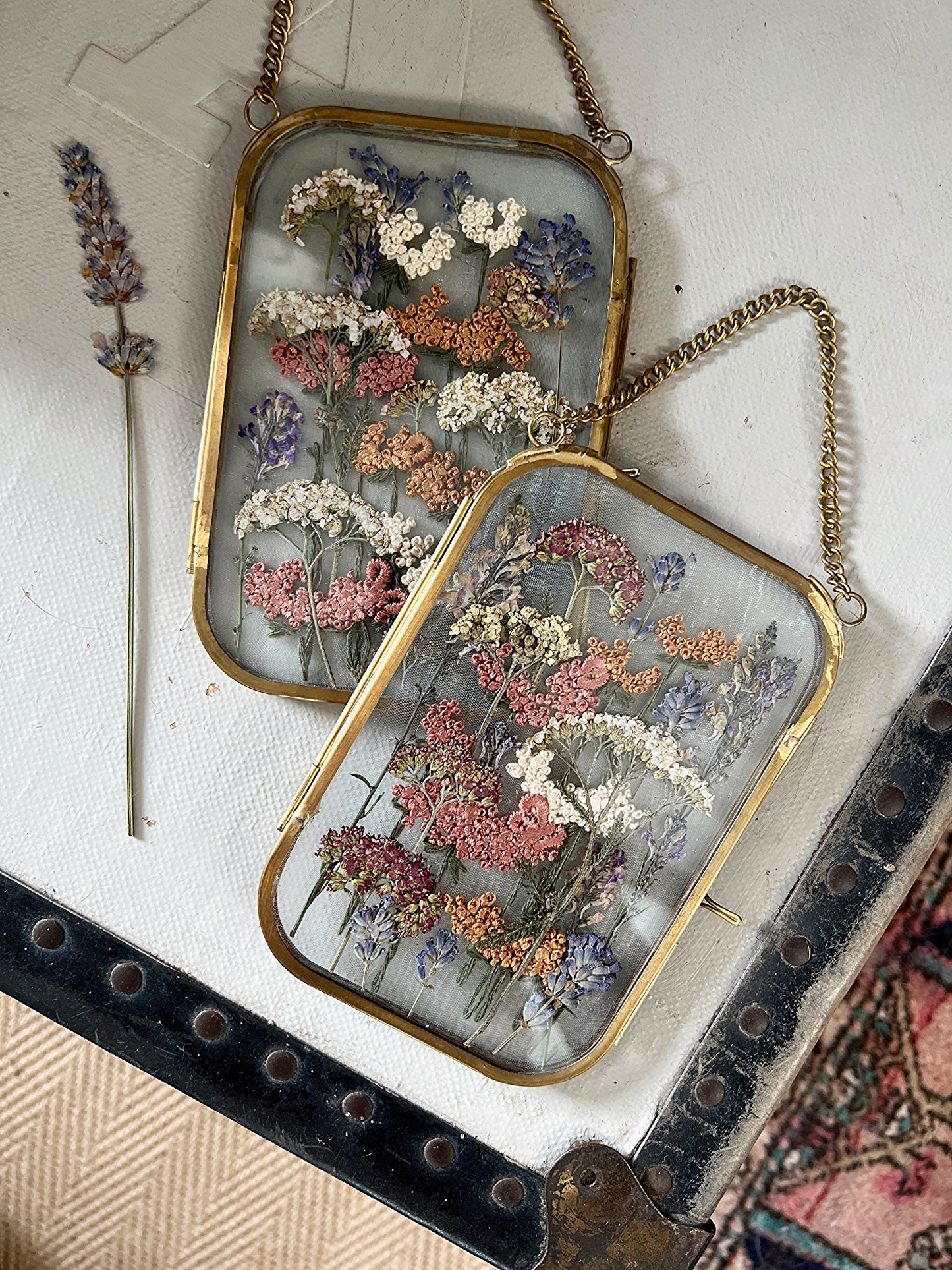 024 The Glass Garden - pressed flower and embroidery on silk