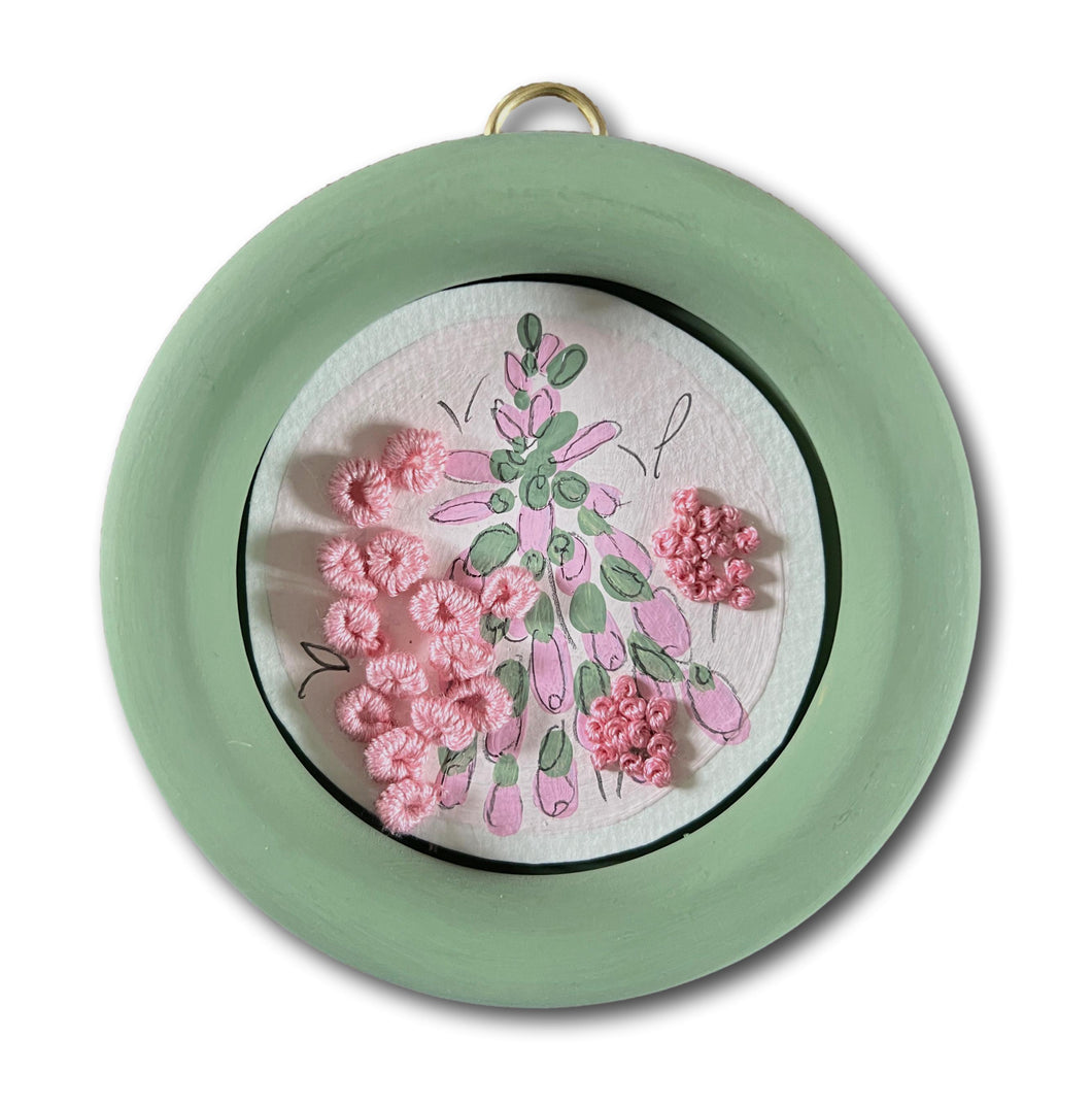 Framed Paper Garden Embroidery Pink Foxglove I