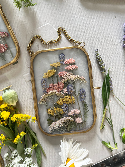 024 The Glass Garden - pressed flower and embroidery on silk.