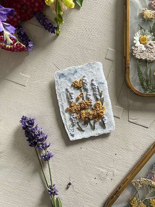 022 - Embroidered wild flowers on Handmade Paper