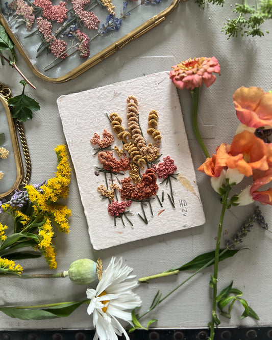 010 - Embroidered wild flowers on Handmade Paper