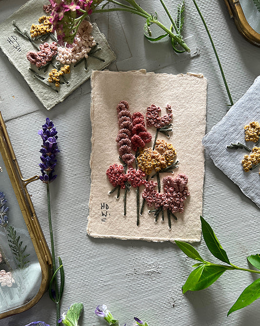 007 - Embroidered wild flowers on Handmade Paper