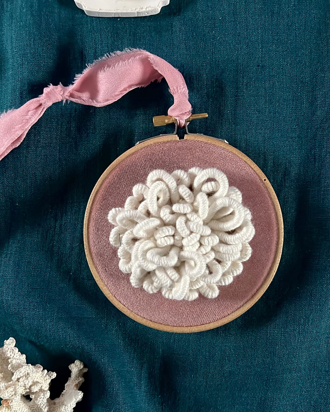 Velvet Coral Embroidery - Rose Pink Velvet