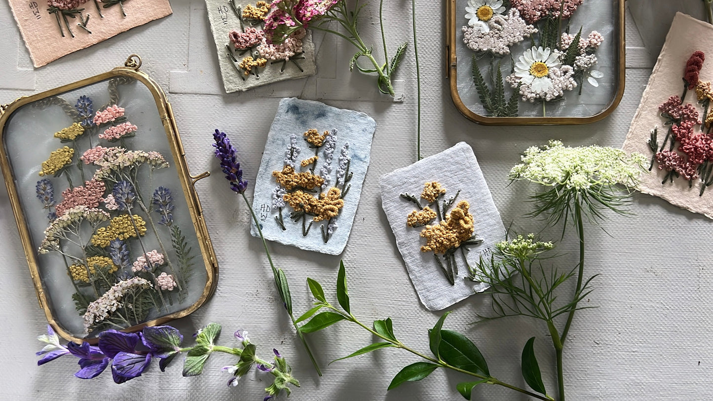 005 - Embroidered wild flowers on Handmade Paper