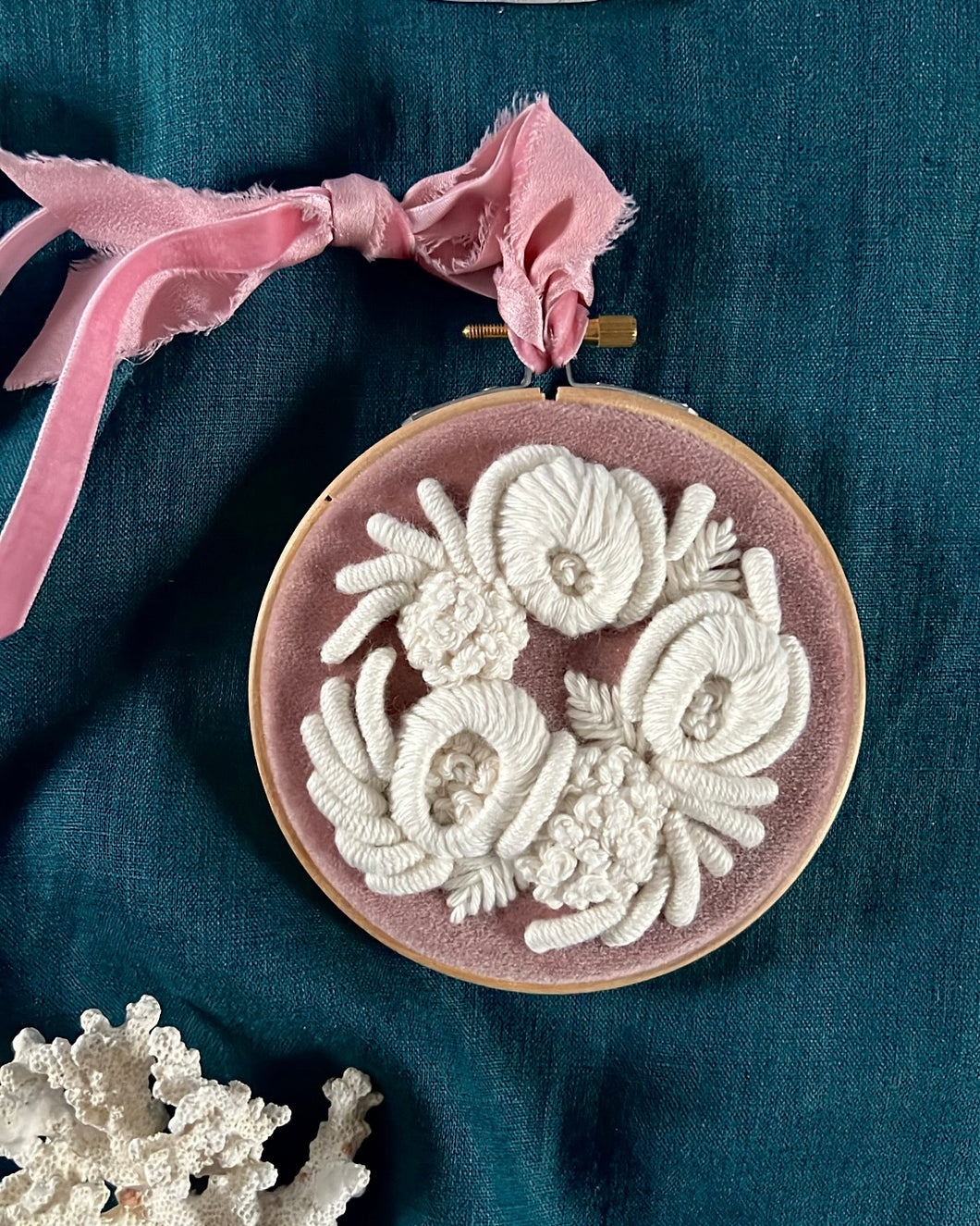 Velvet Coral Embroidery - Rose Pink Velvet III