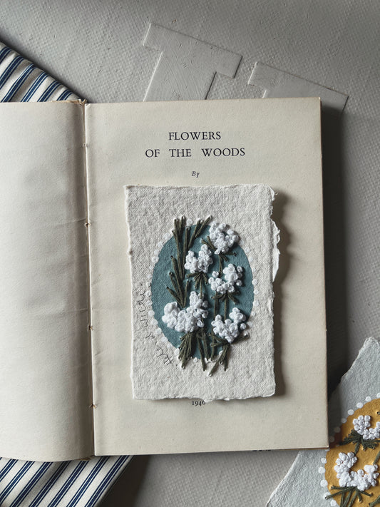001 - Embroidered wild flowers on Handmade Paper