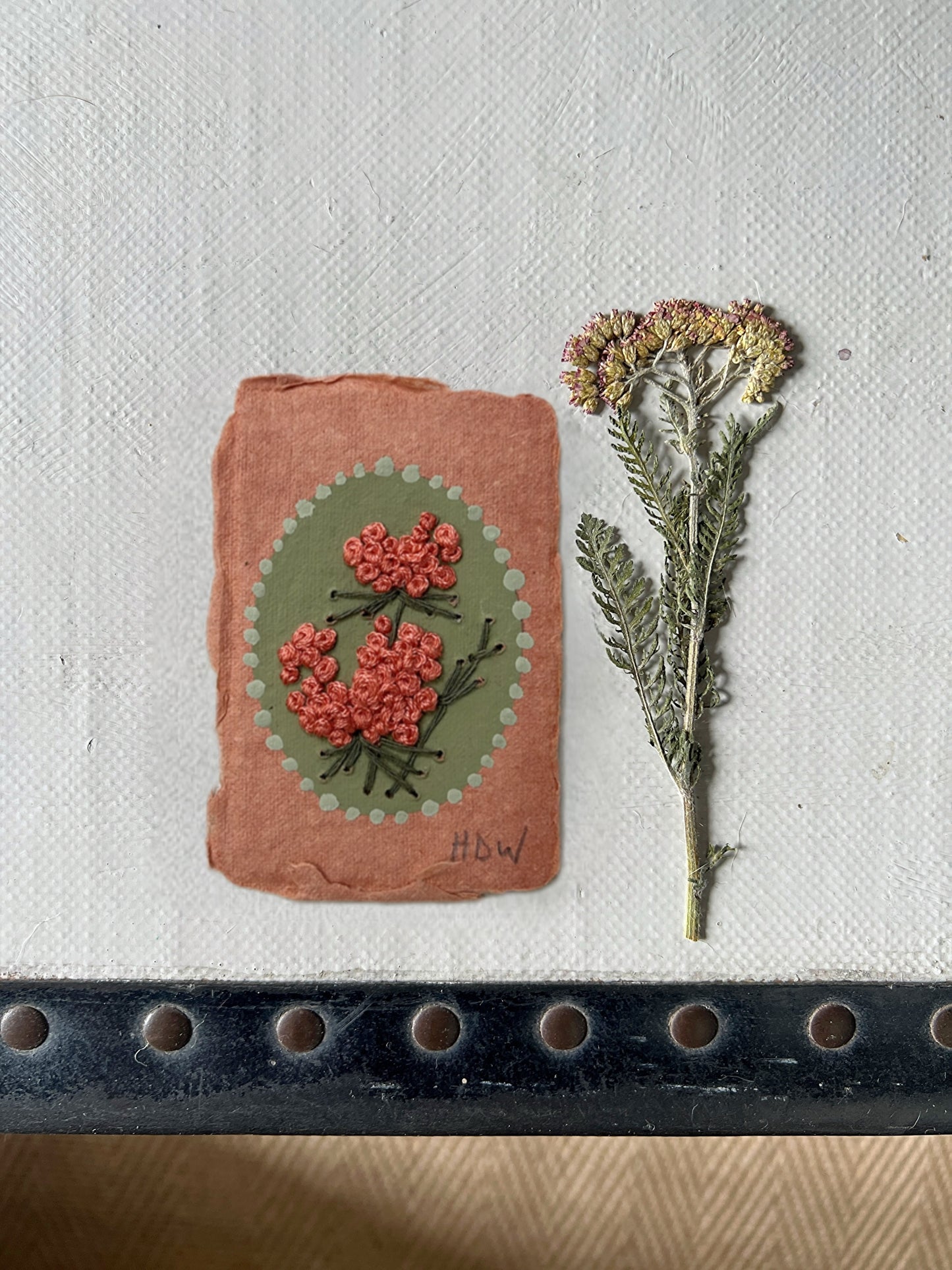 002 - Embroidered wild flowers on Handmade Paper