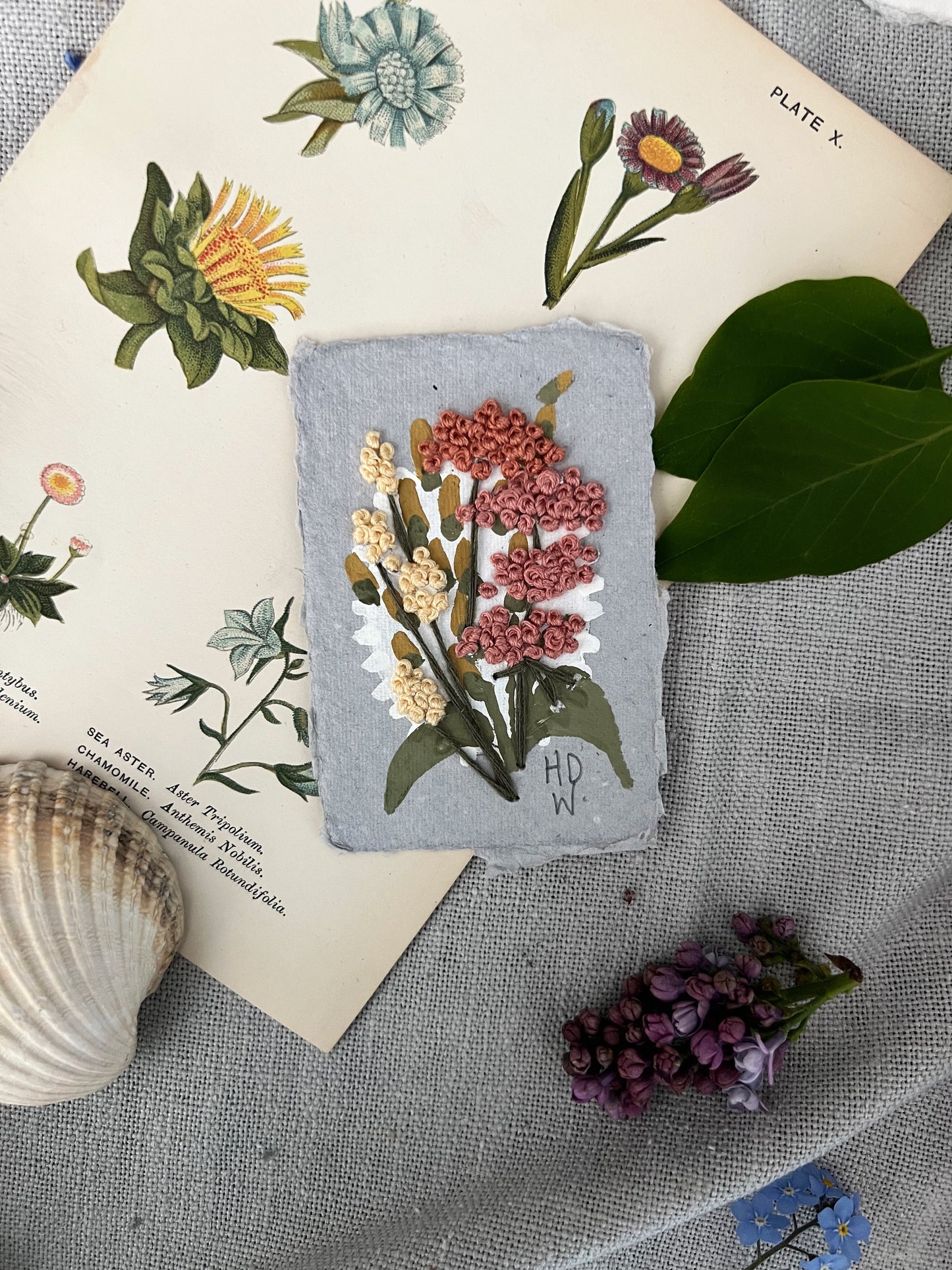 025 - Embroidered wild flowers on Handmade Paper