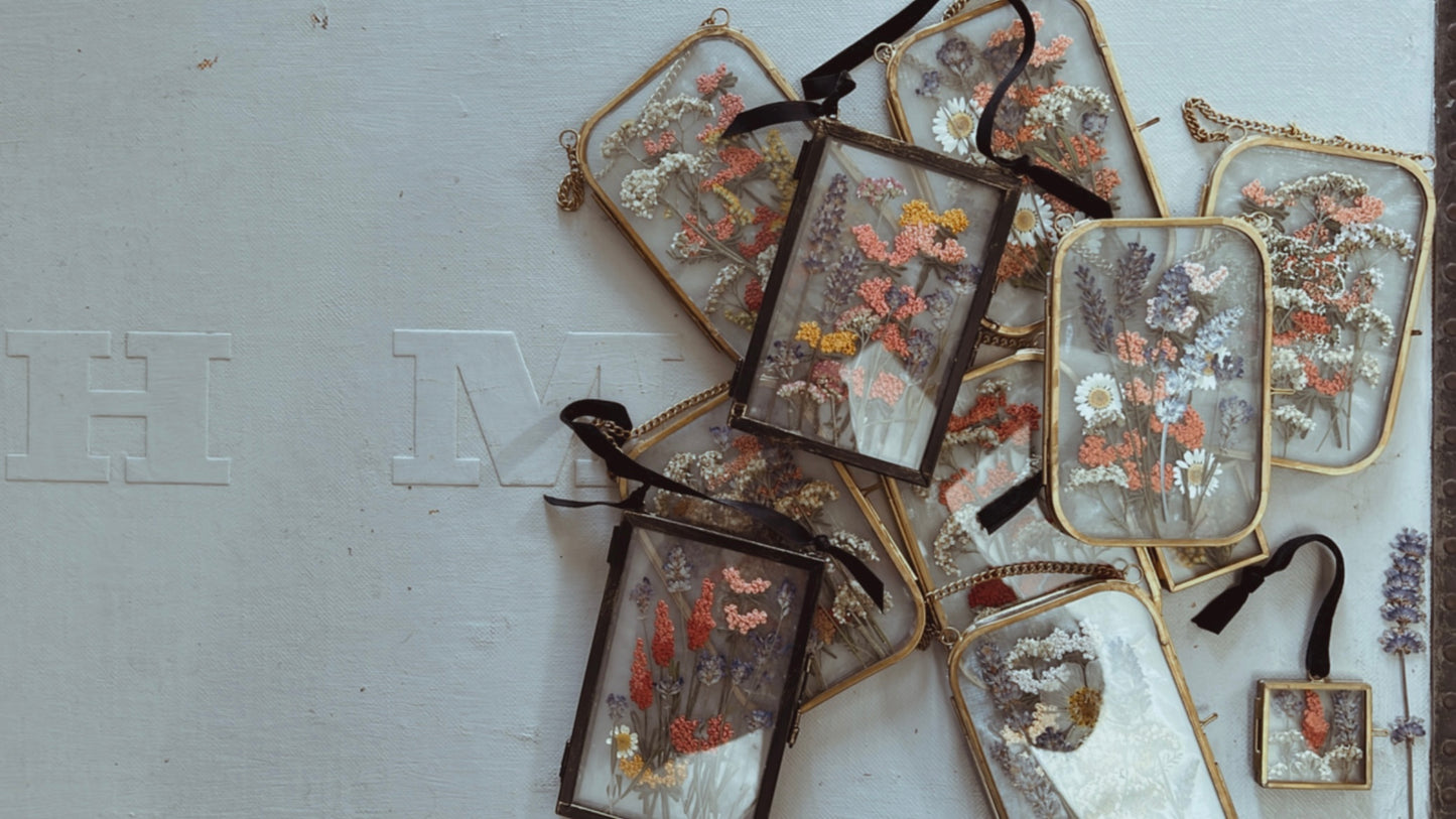 031 The Glass Garden - pressed flower and embroidery on silk.